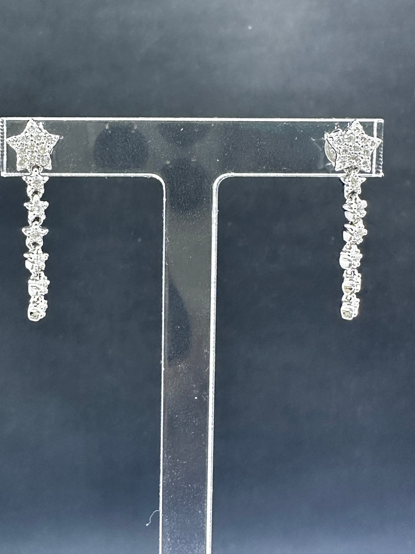 Sterling Silver Star Drop CZ Earrings