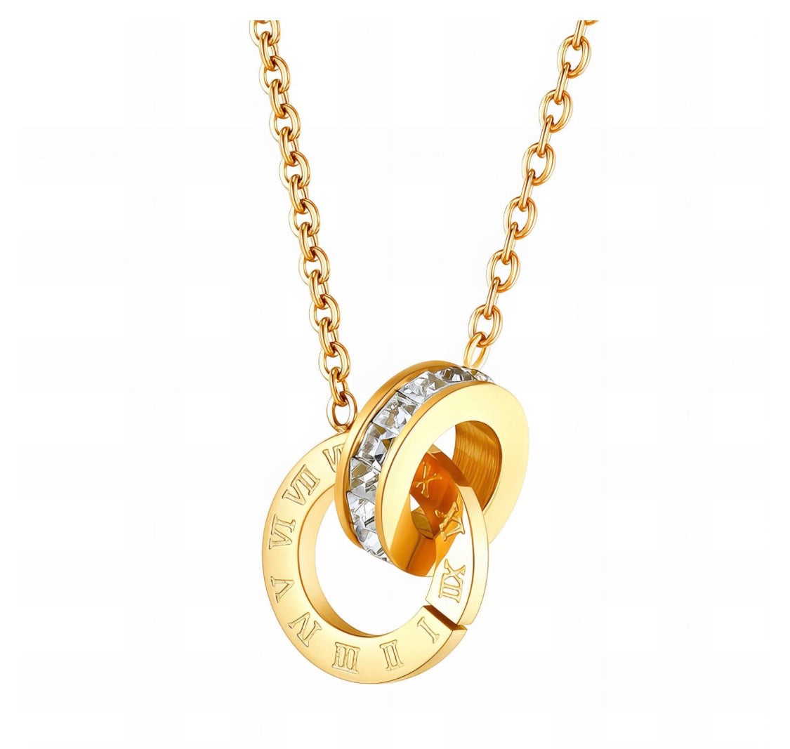 Tracy Circle CZ Roman Necklace