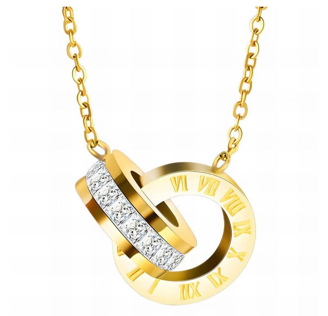Tracy Circle CZ Roman Necklace
