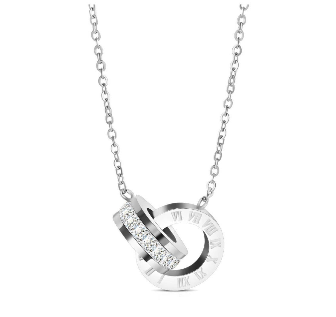 Tracy Circle CZ Roman Necklace