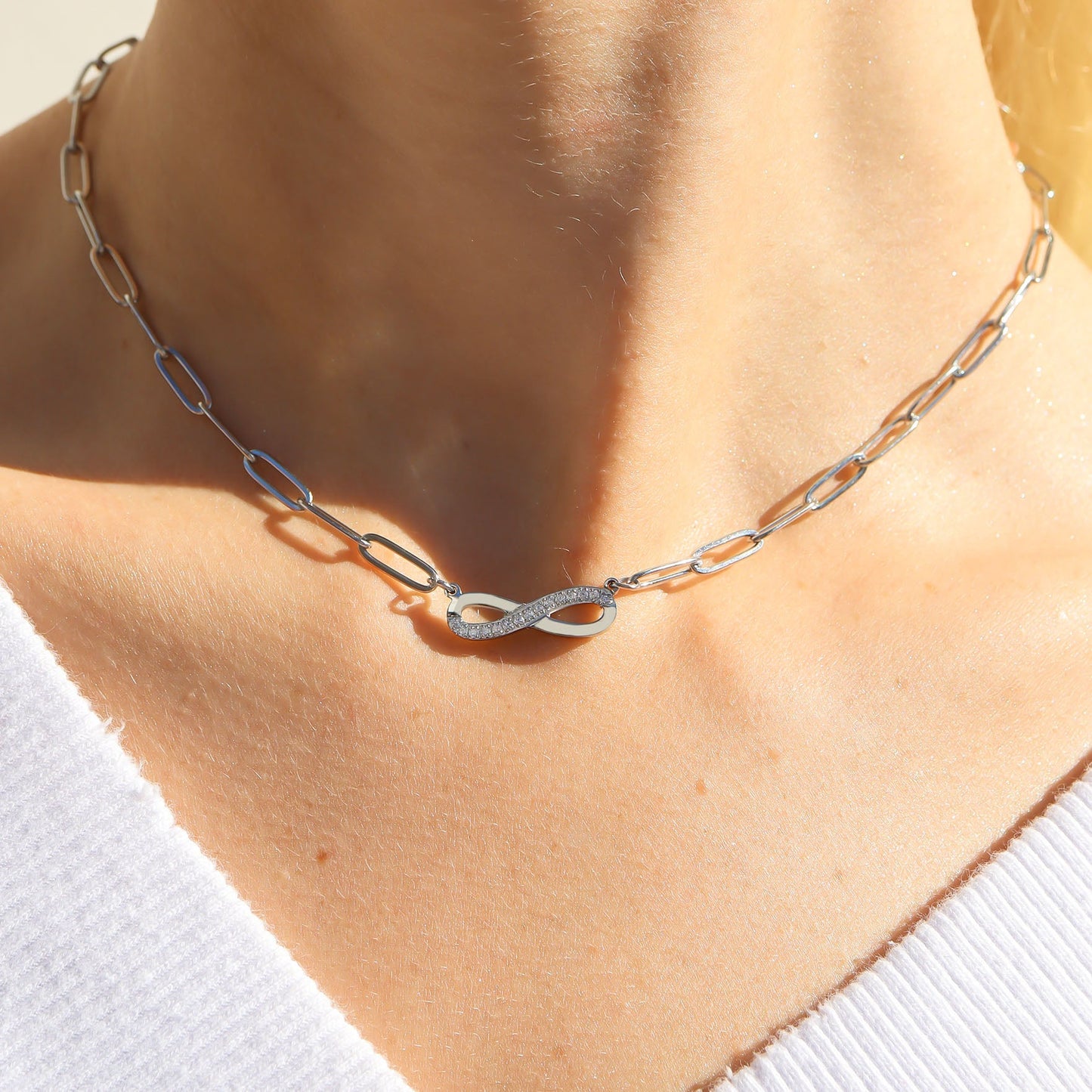 Infinity Pendant Paperclip Necklace