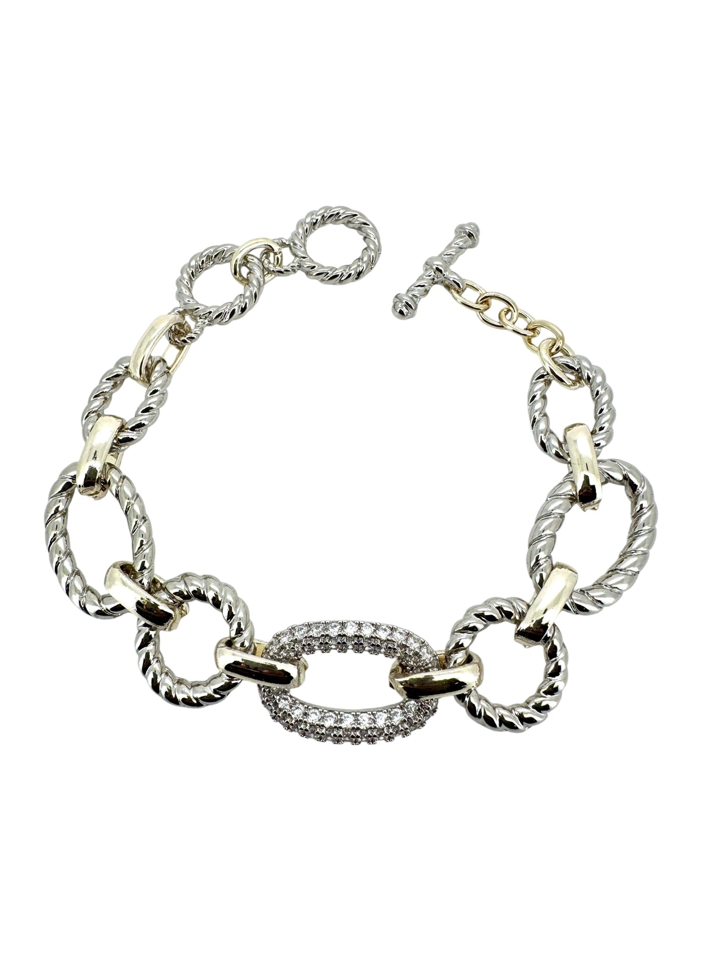 Chain Link CZ Toggle Bracelet