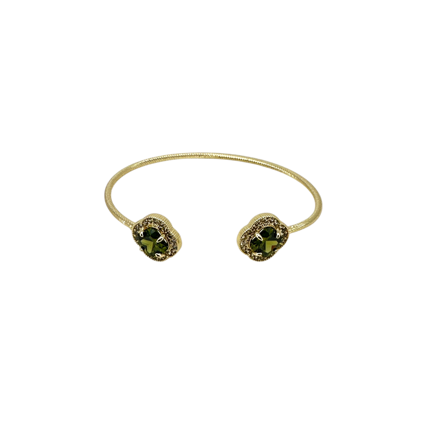 Alora Black CZ Flower Clover Gold Bracelet