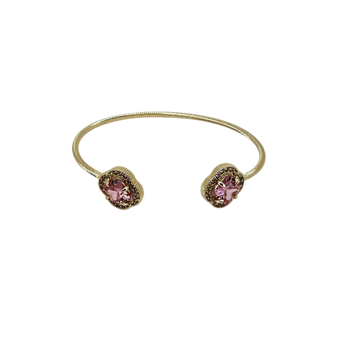 Alora Black CZ Flower Clover Gold Bracelet