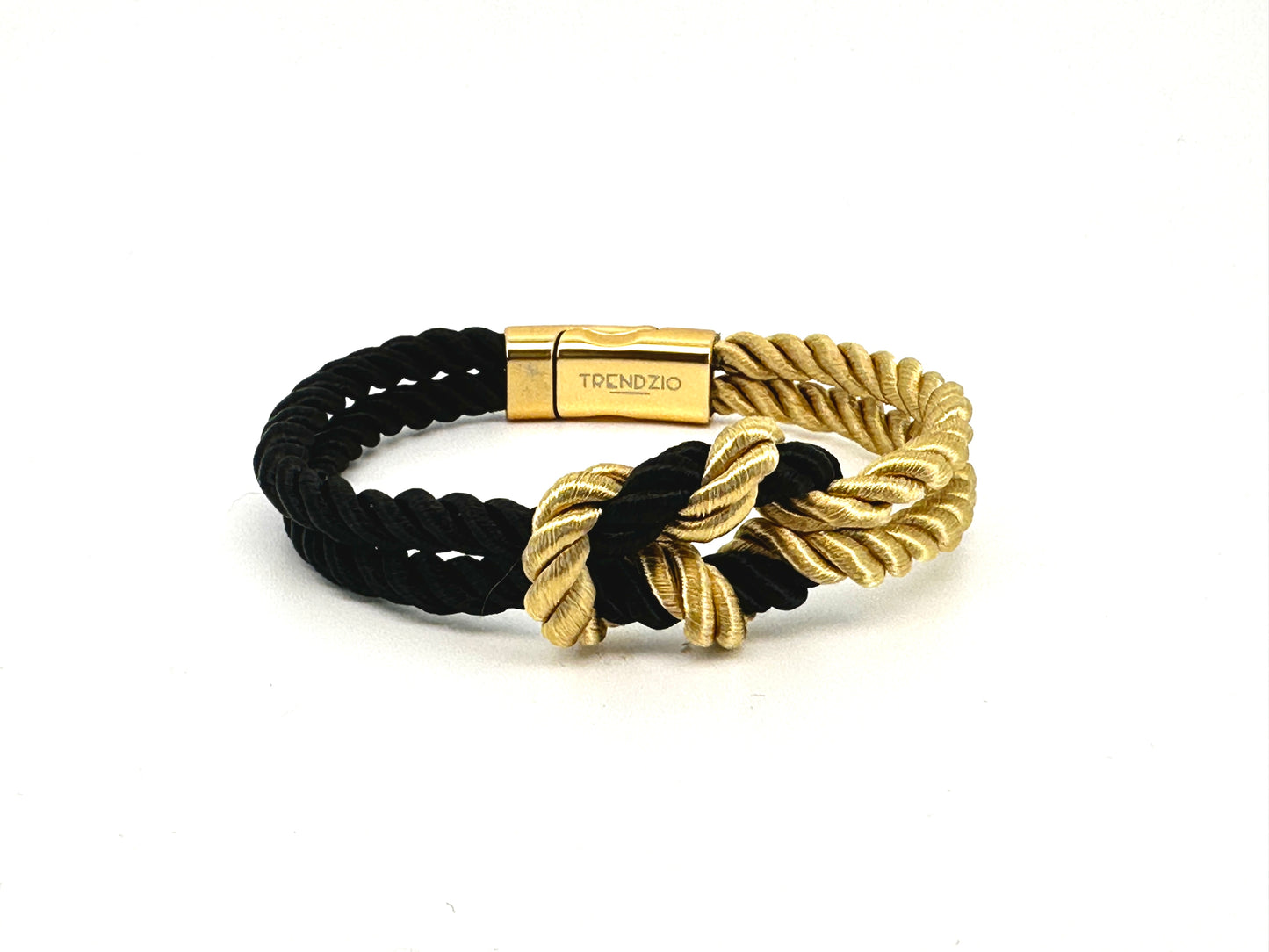 The Original Love Knot Satin Rope Bracelet- Black and Old gold