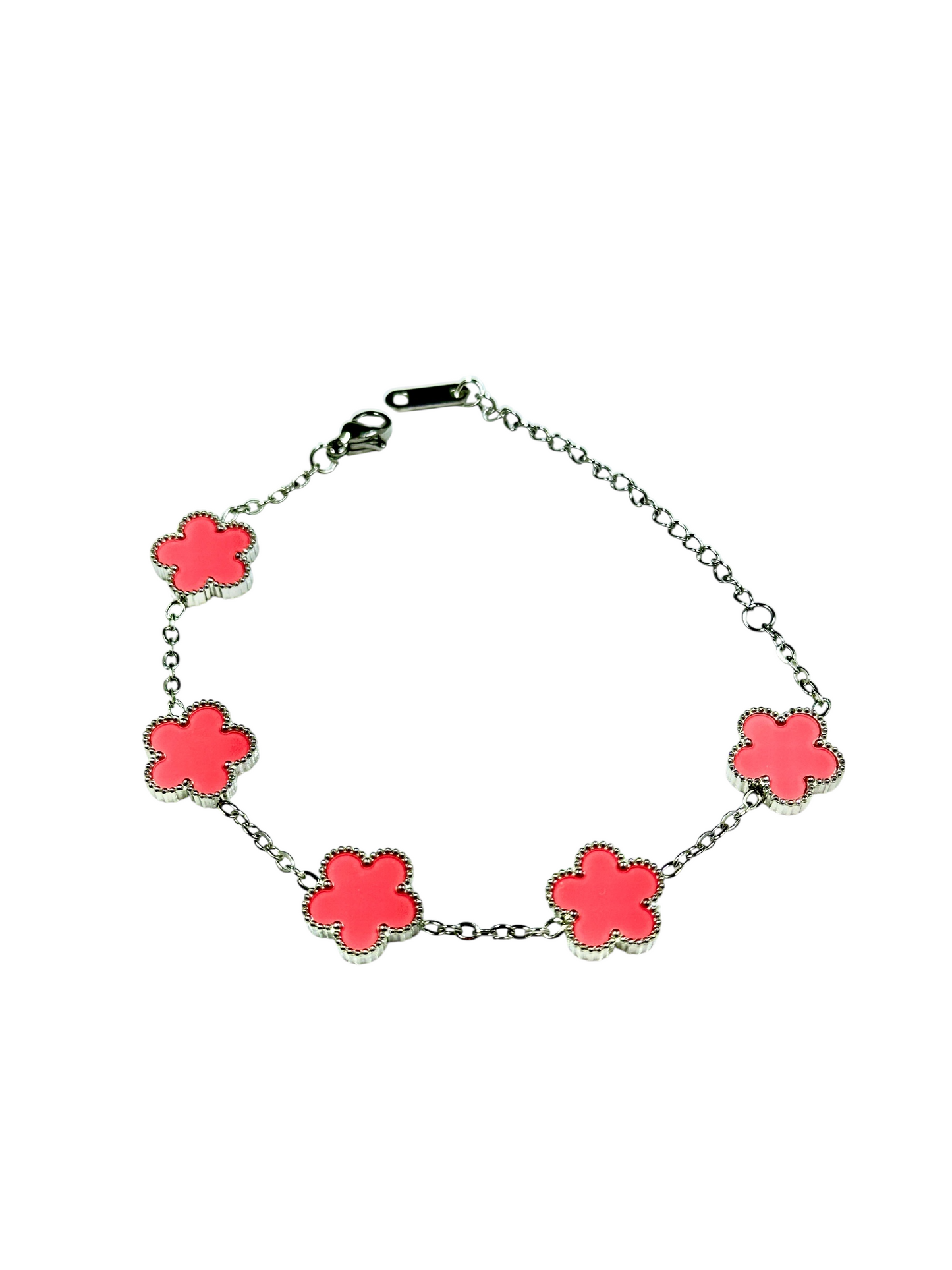 Kaitlin Flower Clover Pink Gold Bracelet