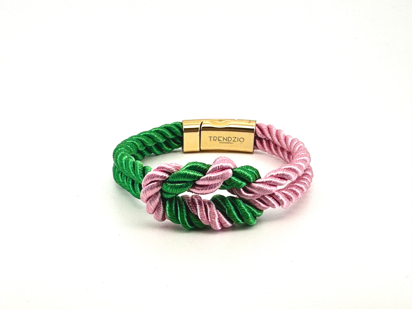 The Original Love Knot Satin Rope Bracelet- Pink and Green