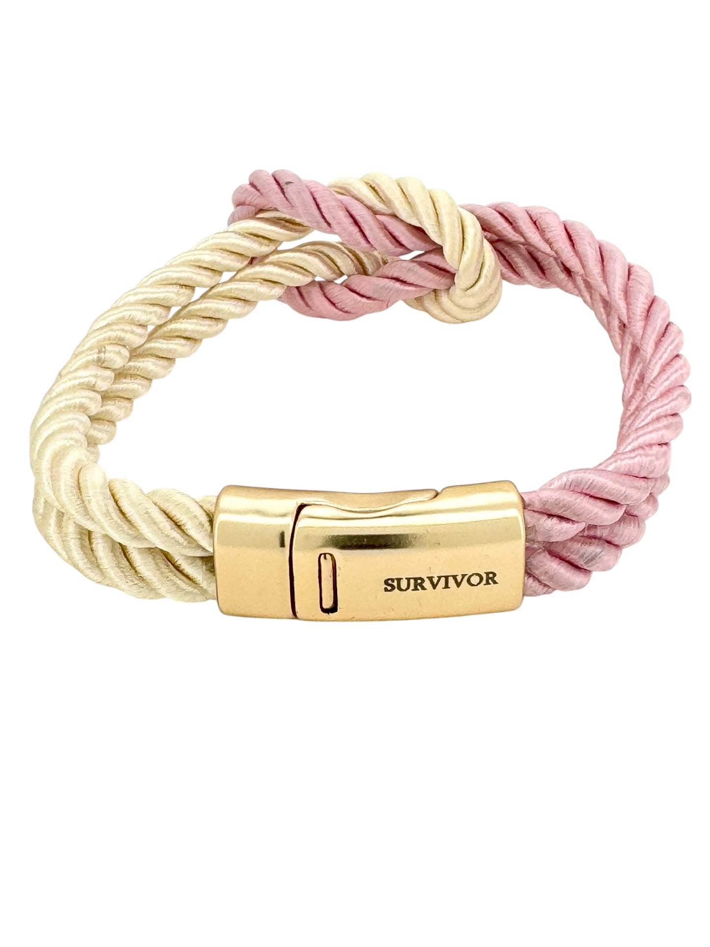 The Original Love Knot Satin Rope Bracelet- Pink and White
