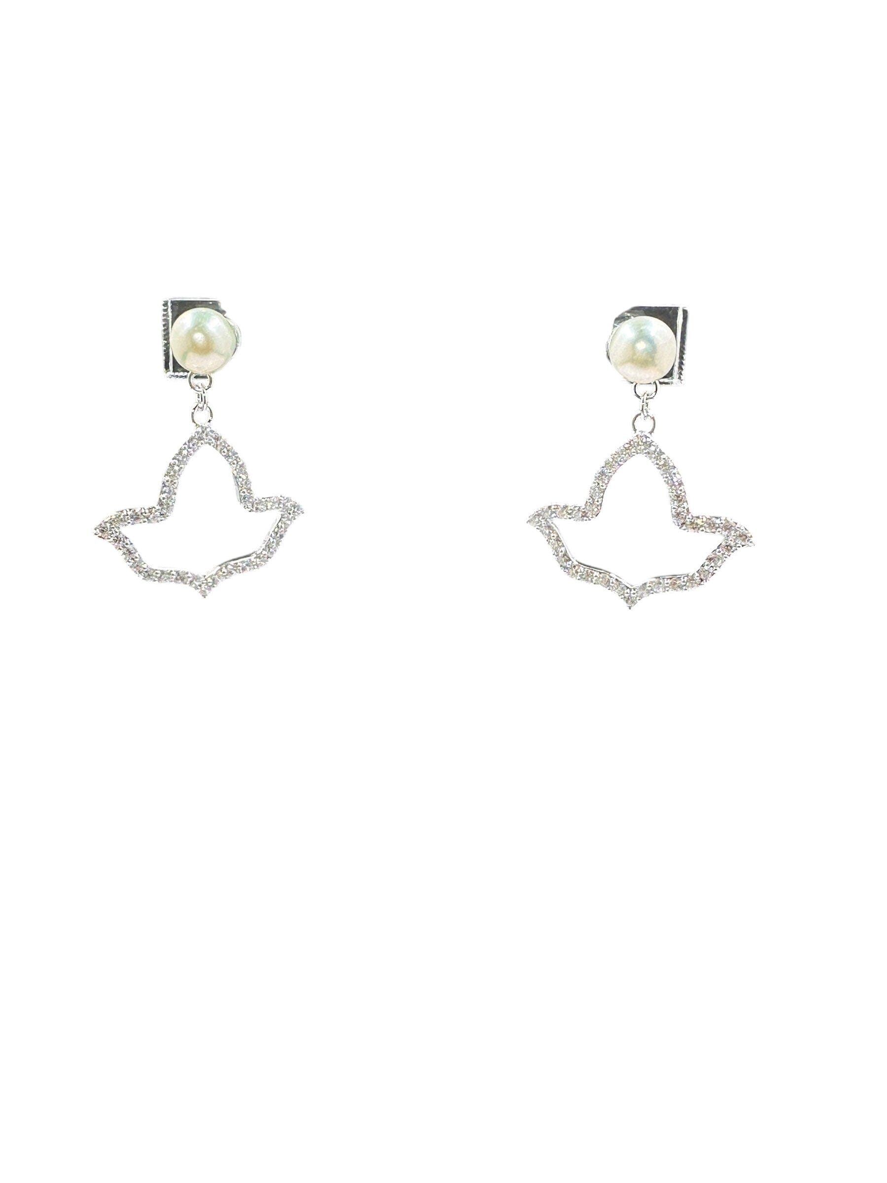 AKA Open Ivy Leaf Earrings Earrings Trendzio Jewelry Clear CZ Diamond