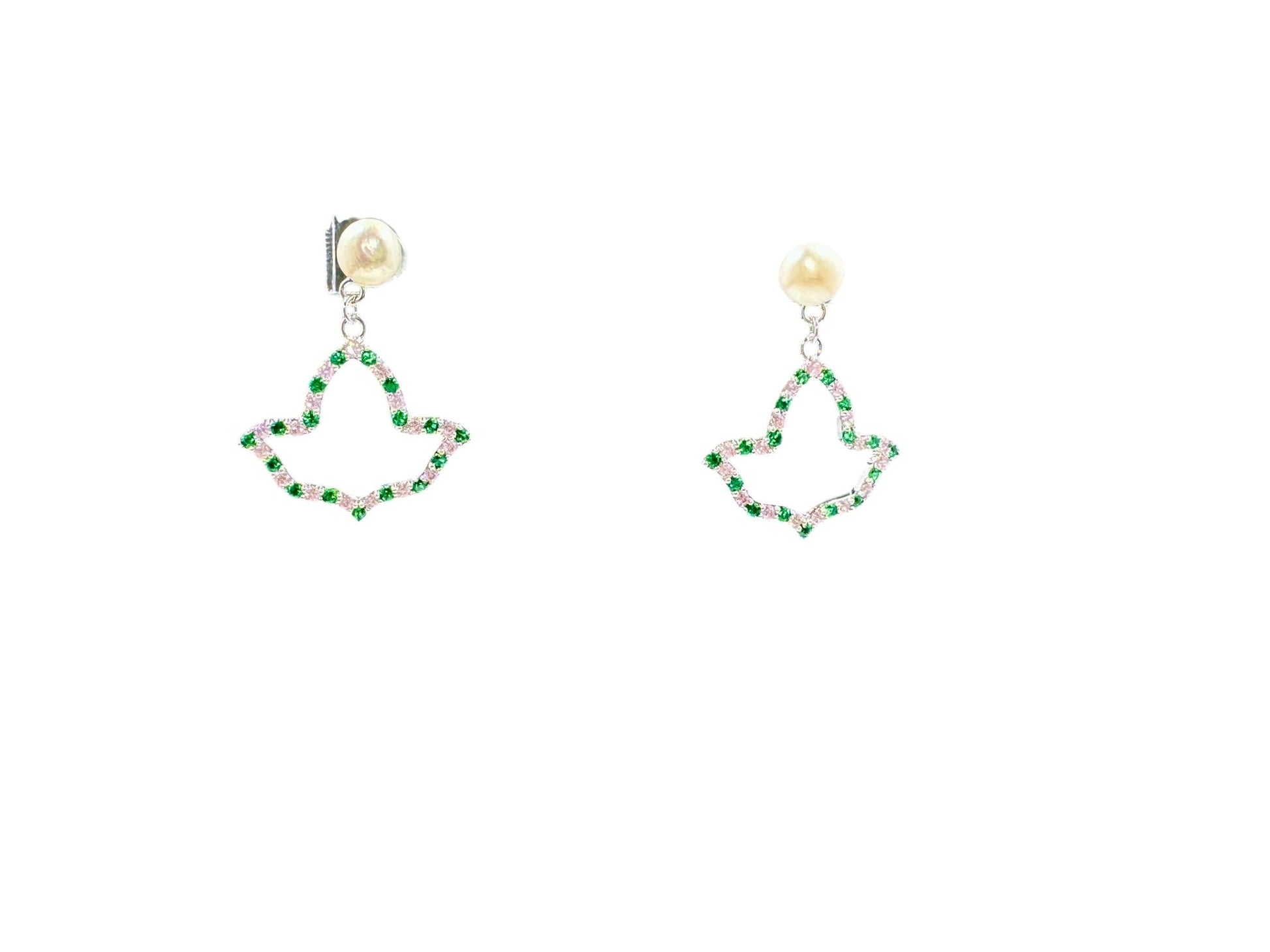 AKA Open Ivy Leaf Earrings Earrings Trendzio Jewelry Pink and Green
