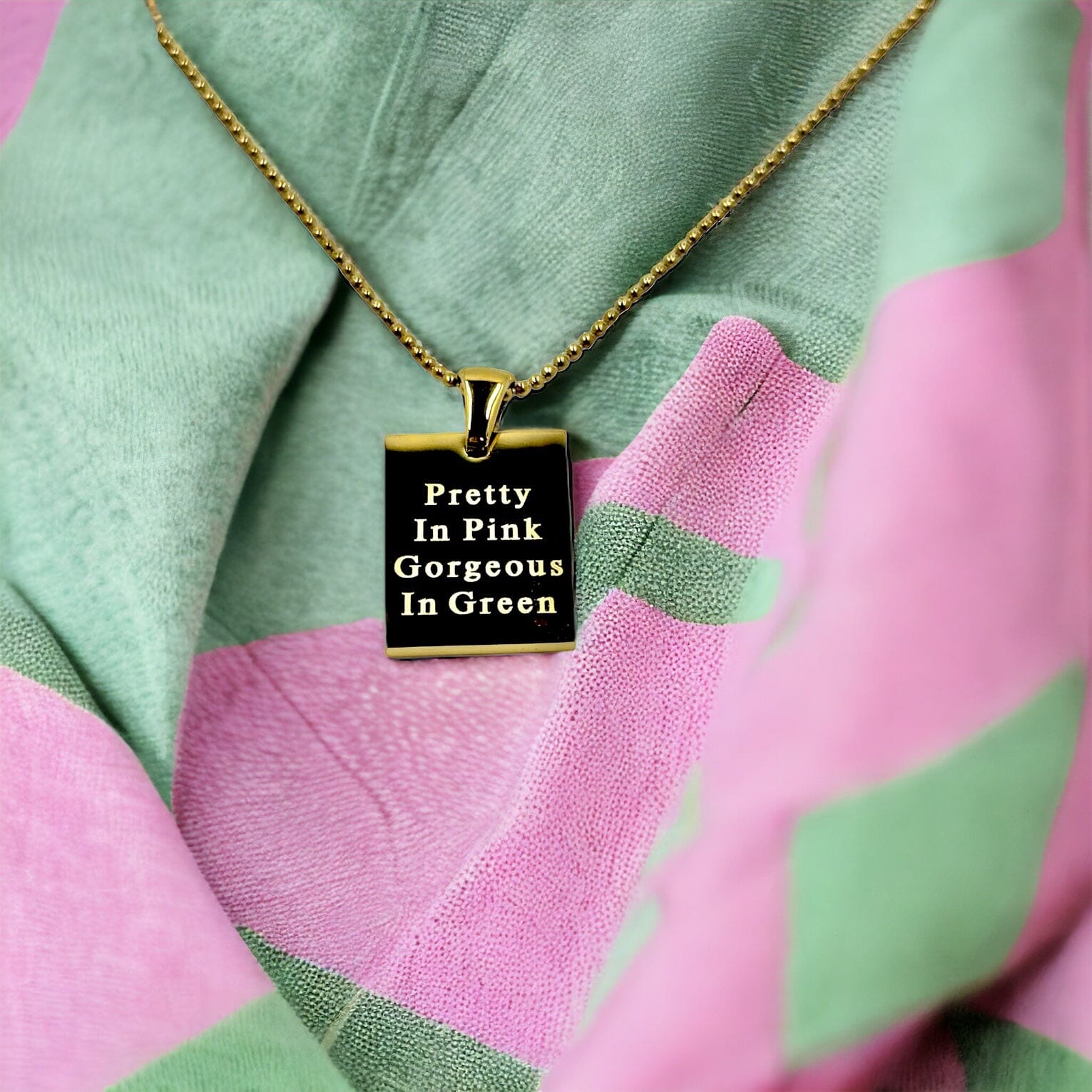 AKA Pretty In Pink Gorgeous in Green Gold Necklace Necklaces Trendzio 