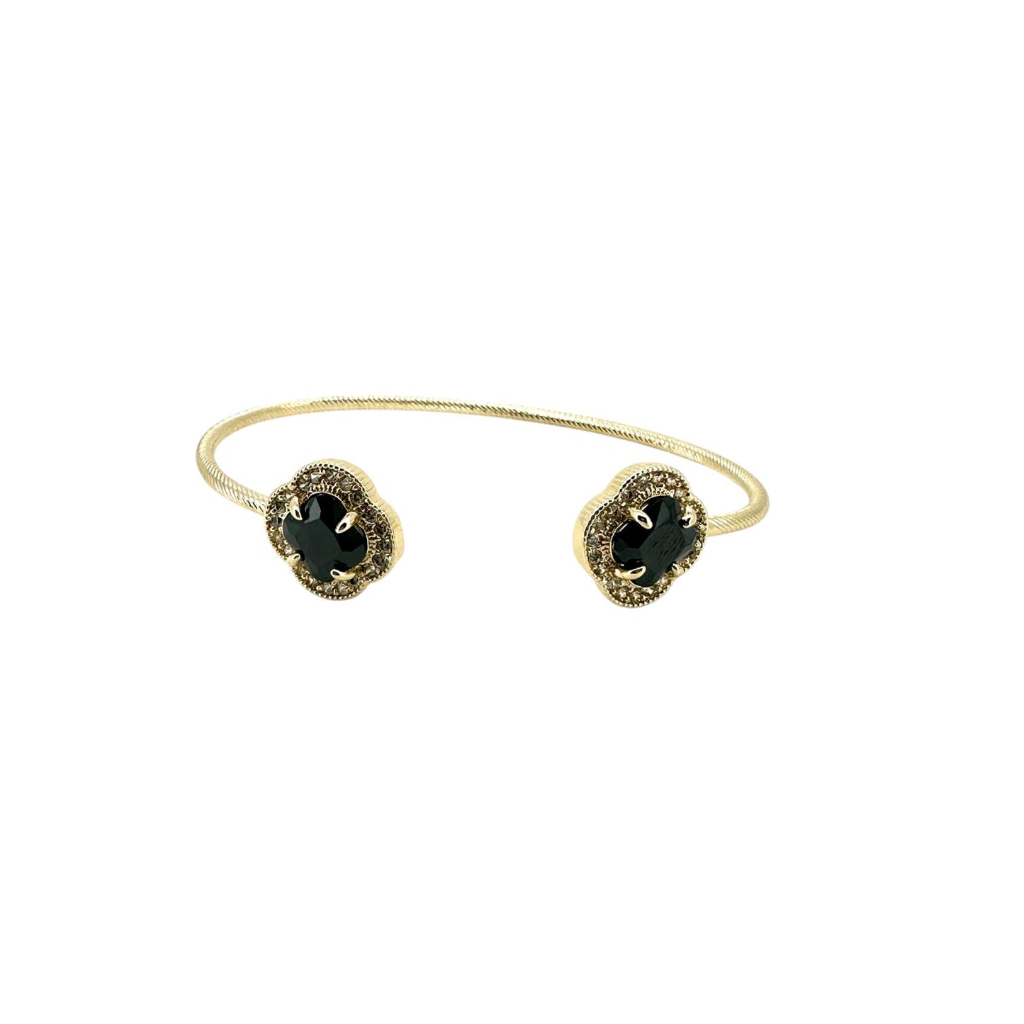 Alora Black CZ Flower Clover Gold Bracelet Bracelets Trendzio Jewelry