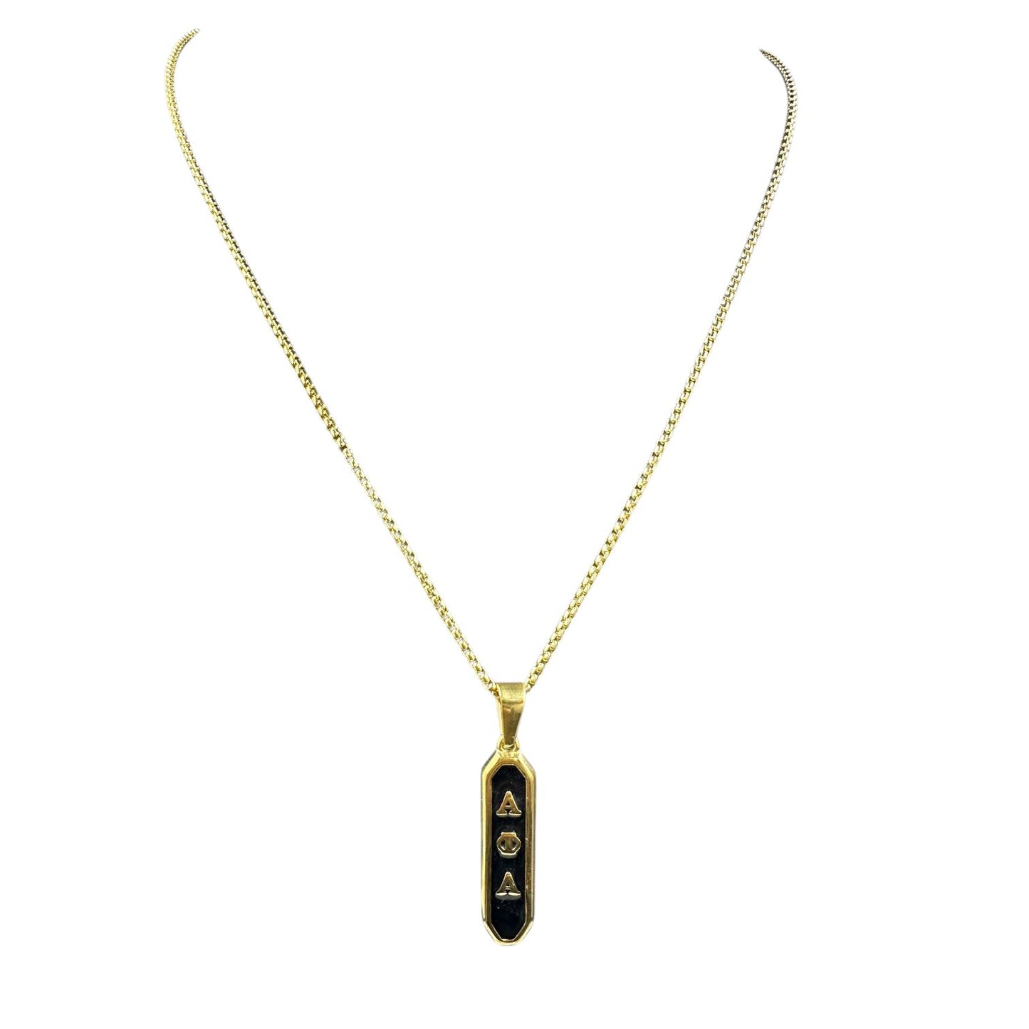 Alpha Phi Alpha Gold Black Enamel Pendant Necklace Necklaces Trendzio Jewelry