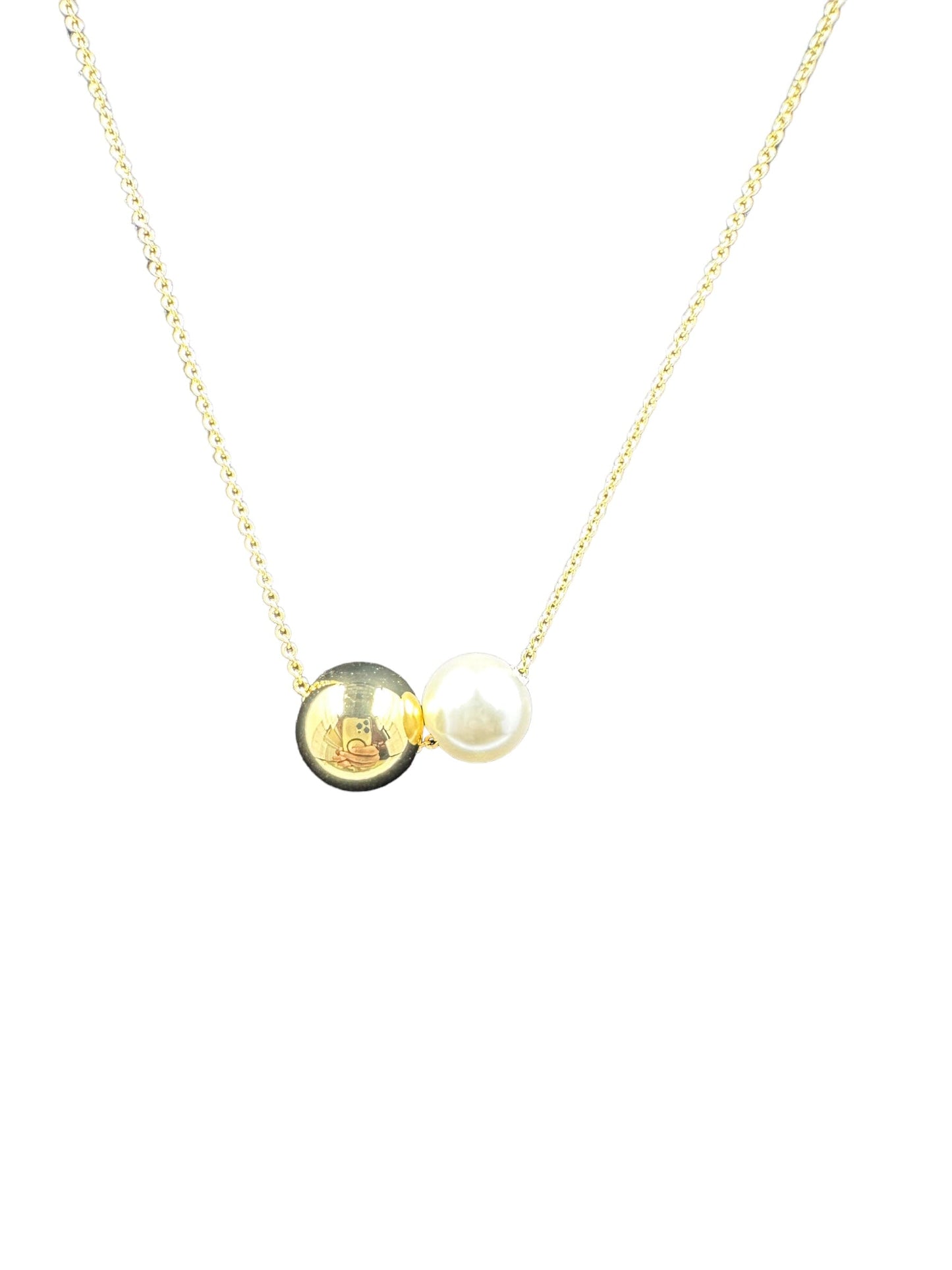 Carrie Pearl Strung Gold Ball Necklace Necklaces Trendzio Jewelry