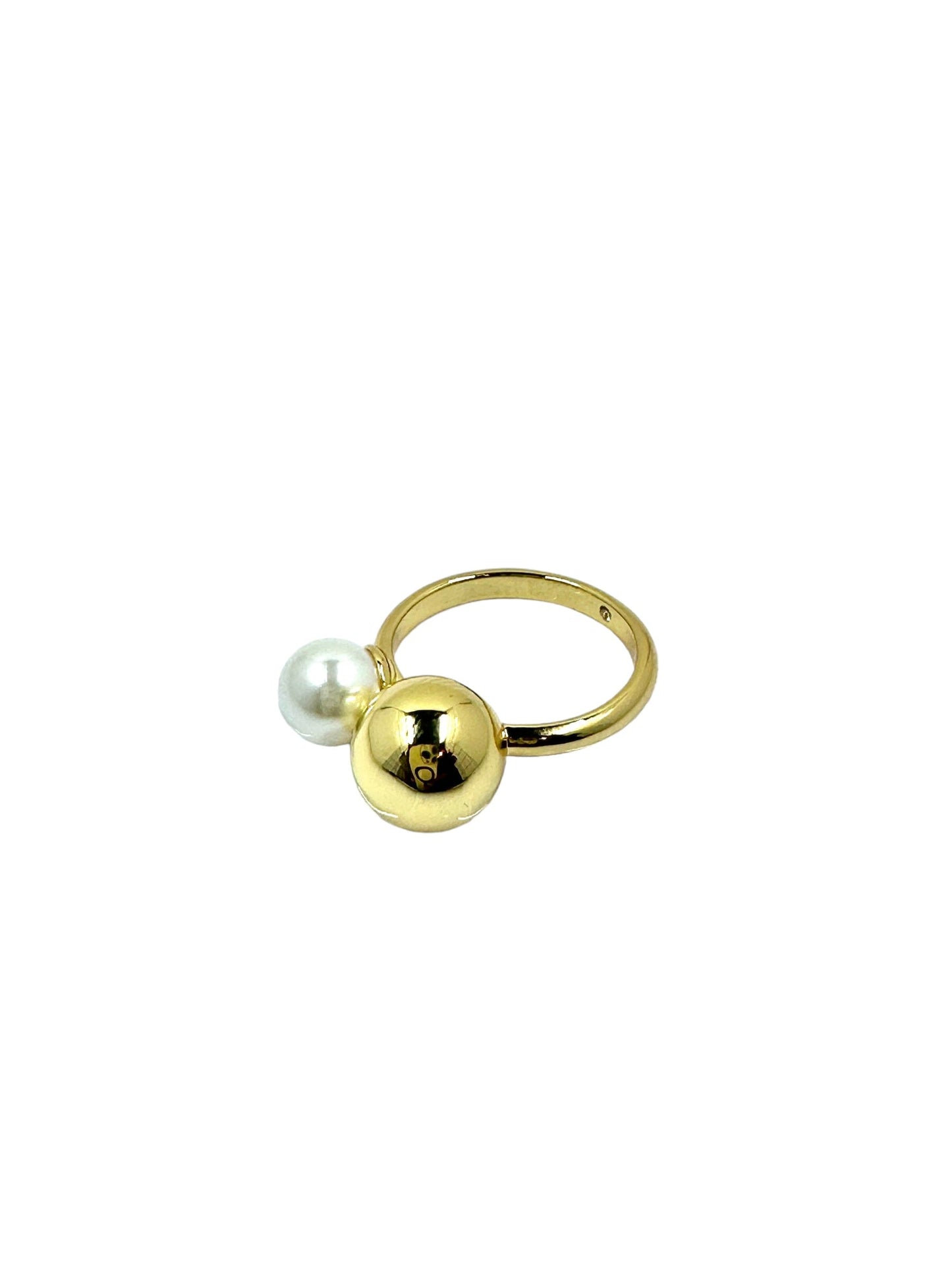 Carrie Pearl Strung Gold Ball Ring Rings Trendzio Jewelry