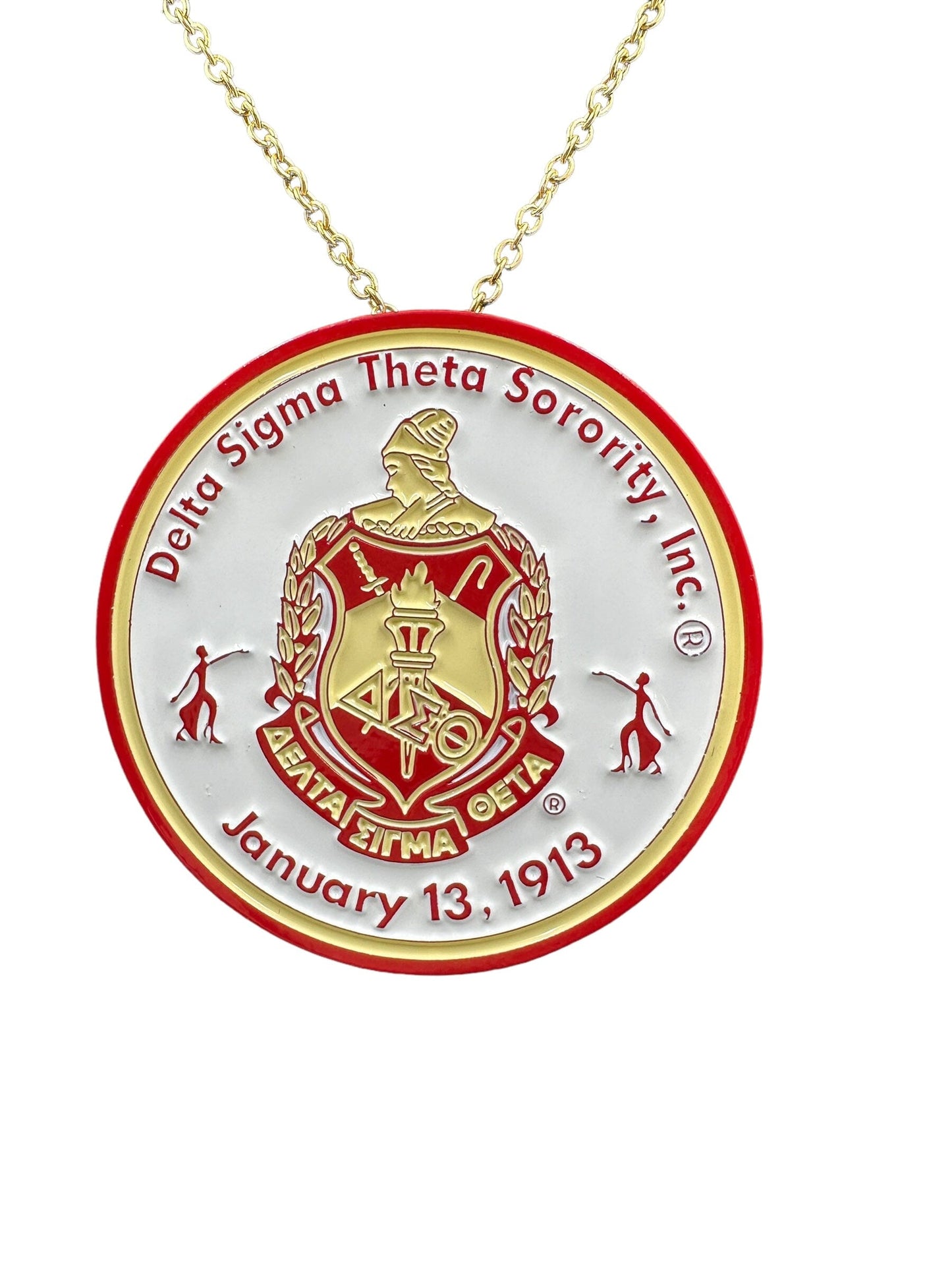 Delta Sigma Theta Custom Necklace Pin Necklaces Trendzio Jewelry Lady of Fortitude