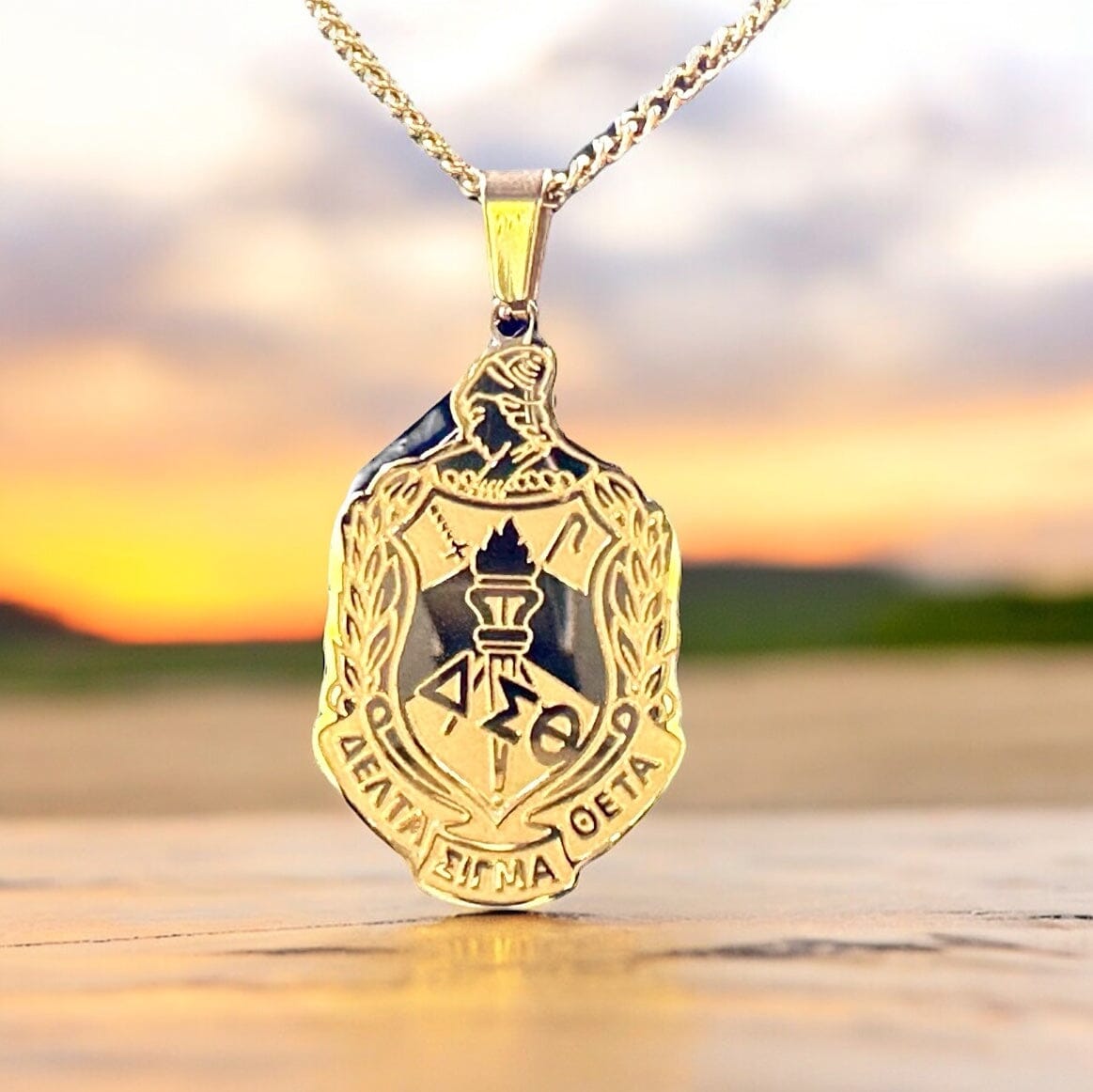 Delta Sigma Theta Stainless Steel Pendant Shield Necklace Necklaces Trendzio Jewelry