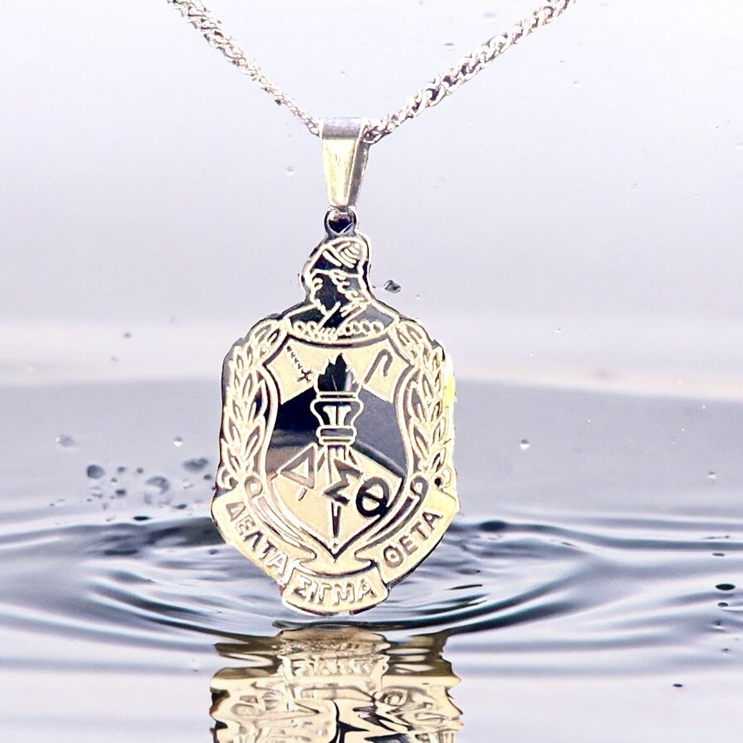 Delta Sigma Theta Stainless Steel Pendant Shield Necklace Necklaces Trendzio Jewelry