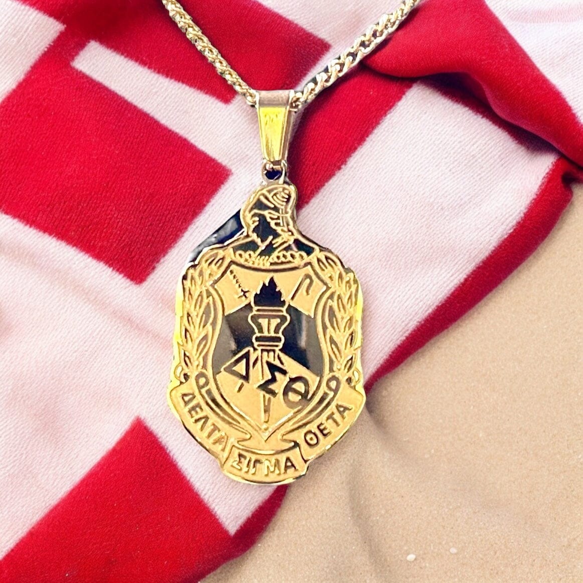 Delta Sigma Theta Stainless Steel Pendant Shield Necklace Necklaces Trendzio Jewelry
