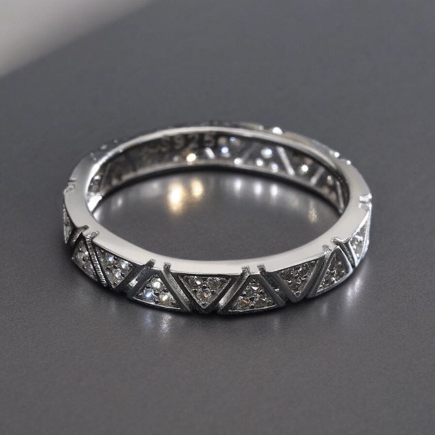 Delta Sigma Theta Sterling Silver Triangle CZ Ring Rings Trendzio Jewelry