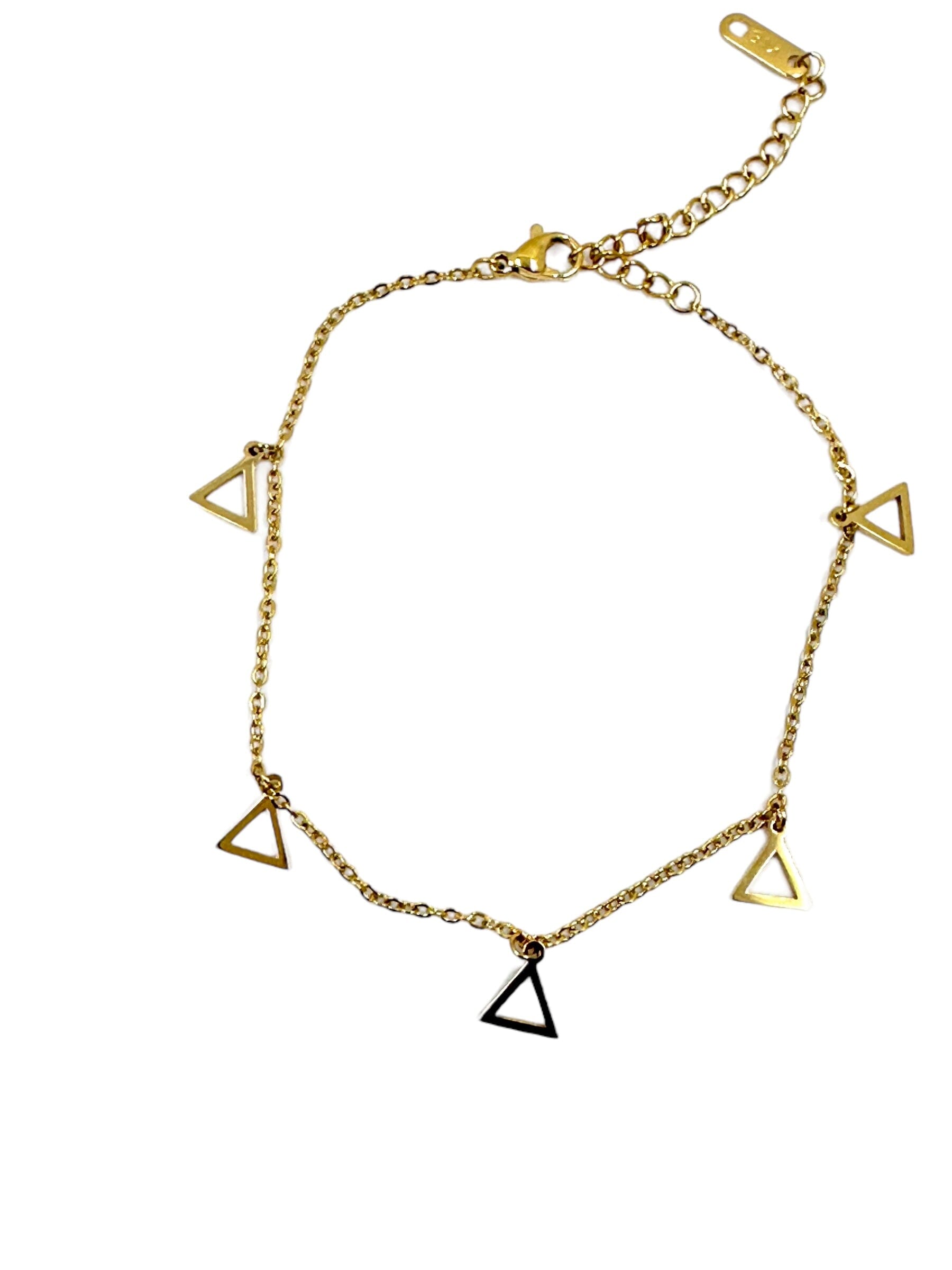 Delta Sigma Theta Triangle Charm Ankle Bracelet Ankle Bracelets Trendzio Jewelry Gold