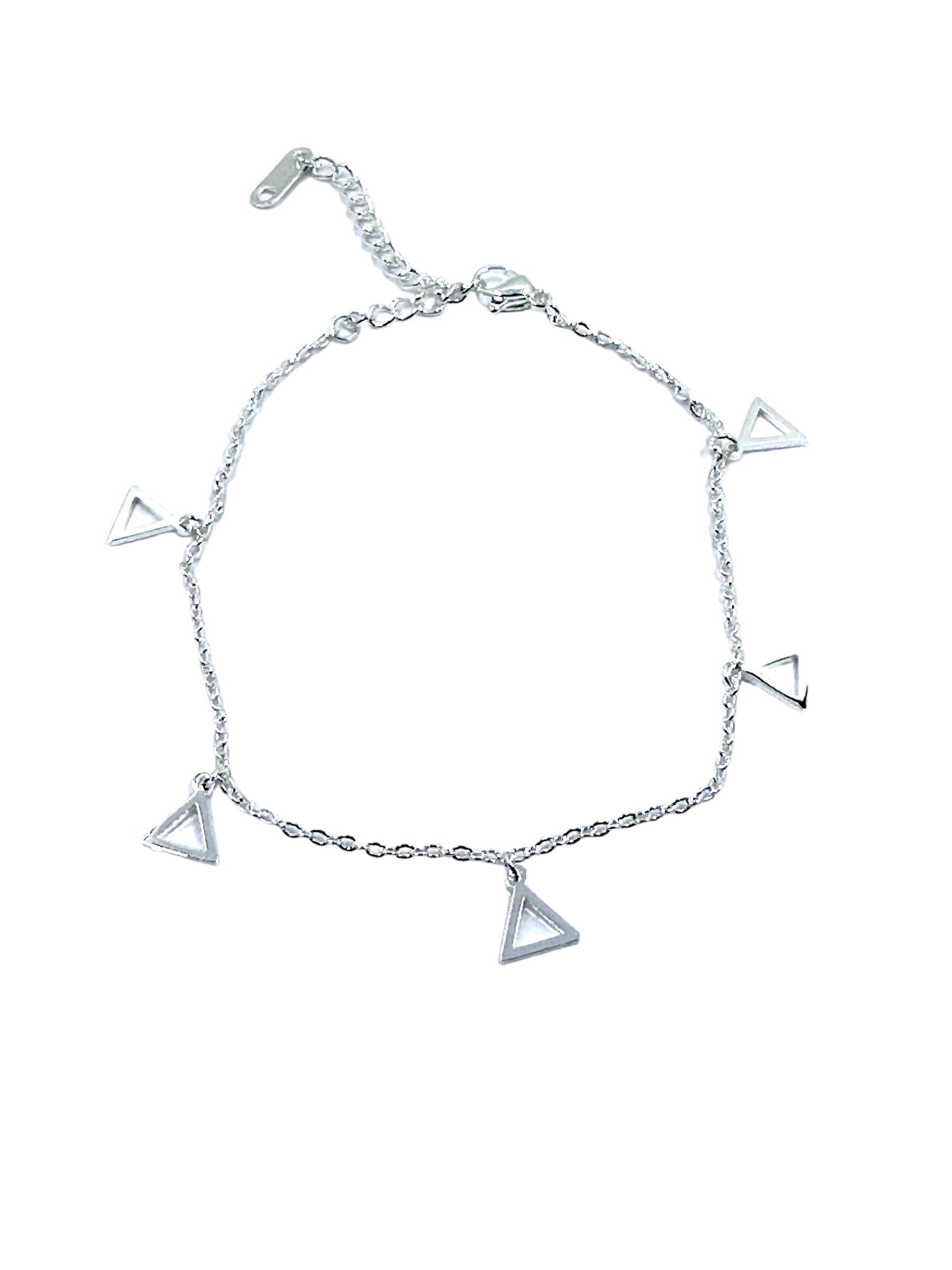 Delta Sigma Theta Triangle Charm Ankle Bracelet Ankle Bracelets Trendzio Jewelry Silver