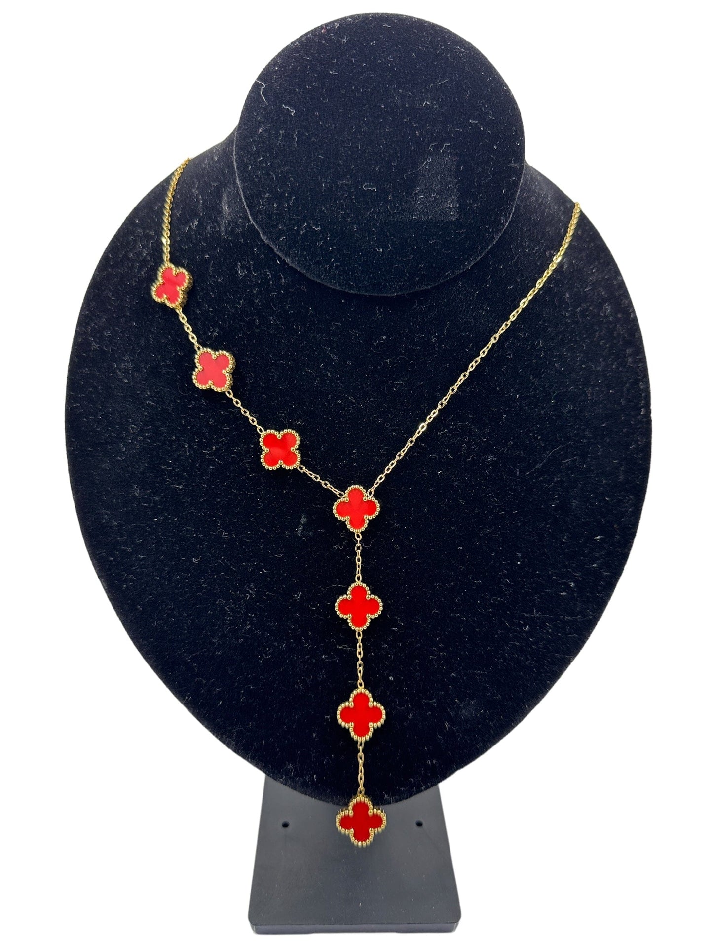 Kaitlin Clover Waterfall Red Gold Necklace necklace Trendzio Jewelry