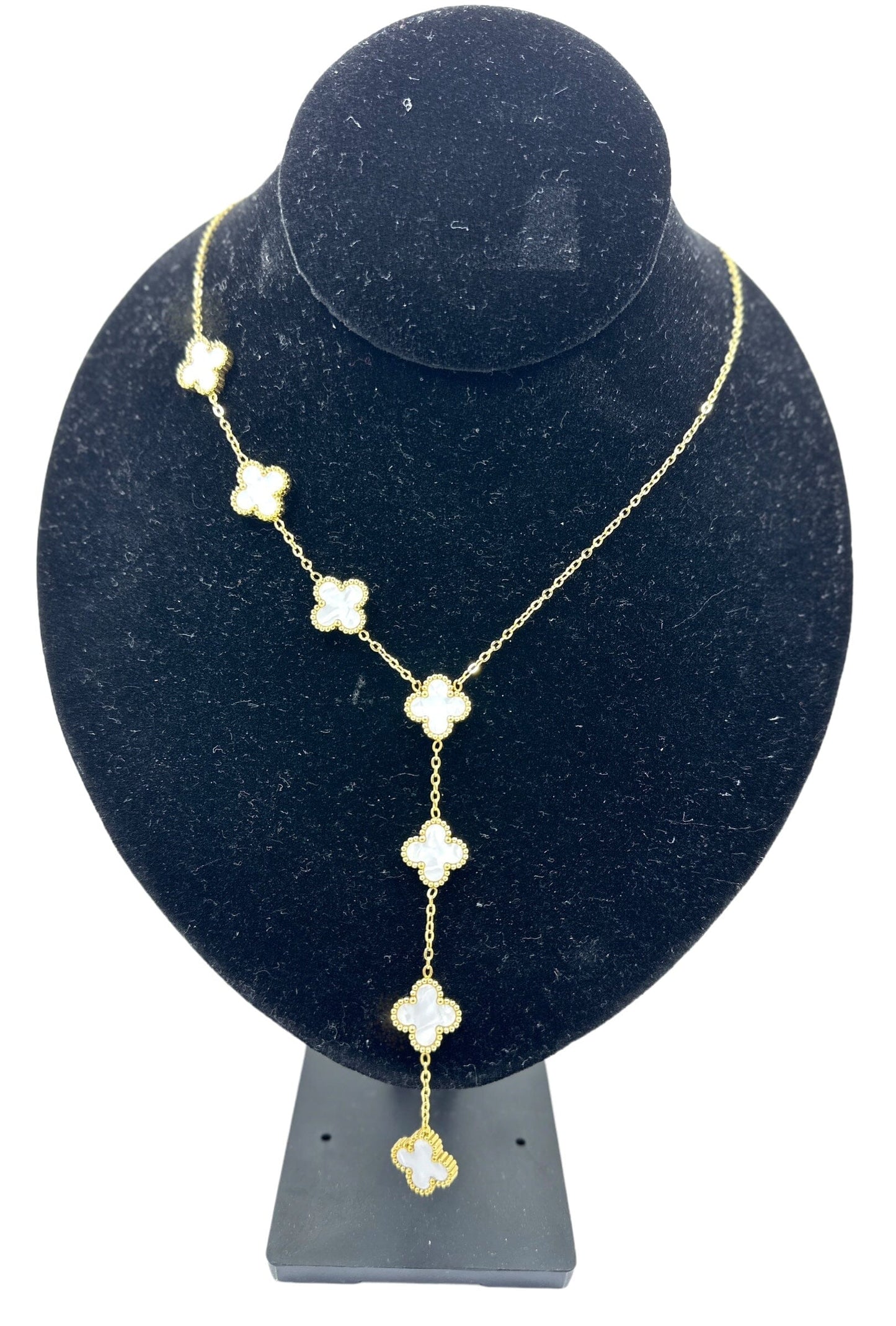 Kaitlin Clover Waterfall White Gold Necklace necklace Trendzio Jewelry