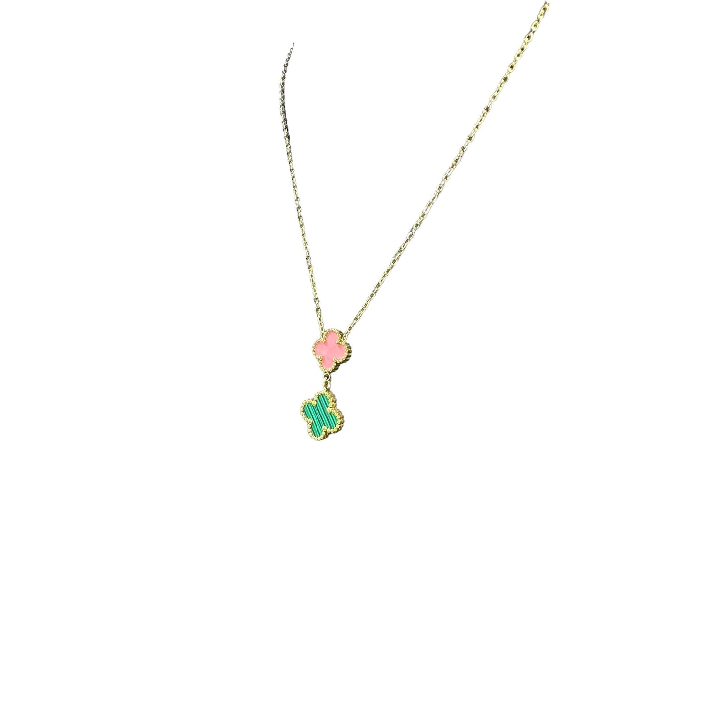 Kaitlin Pink and Green Drop Gold Necklace necklace Trendzio Jewelry