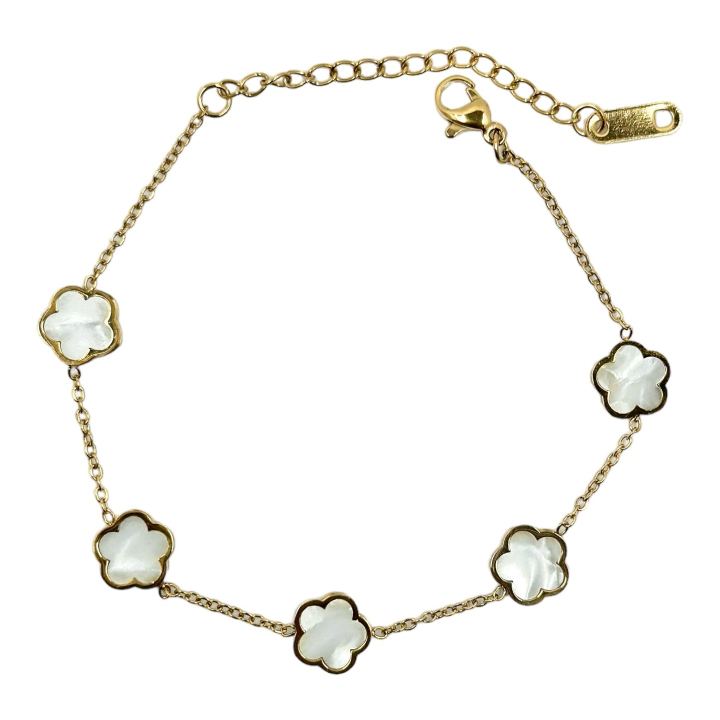 Kayla Flower Clover Gold Bracelet Bracelets Trendzio Jewelry Mother of Pearl