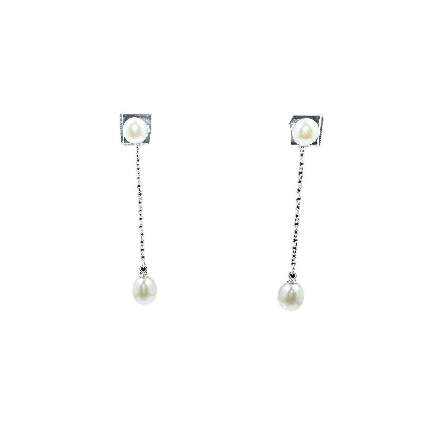 Lupo Pearl Drop Earrings Earrings Trendzio Jewelry Silver