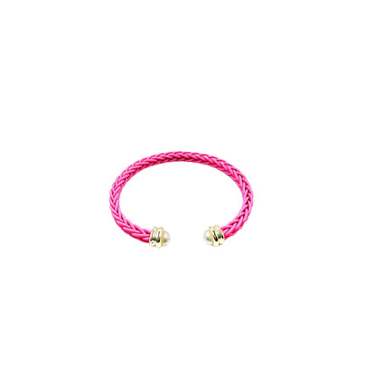 Naomi Braided Cable Pearl Bracelet Bracelets TRENDZIO Pink 