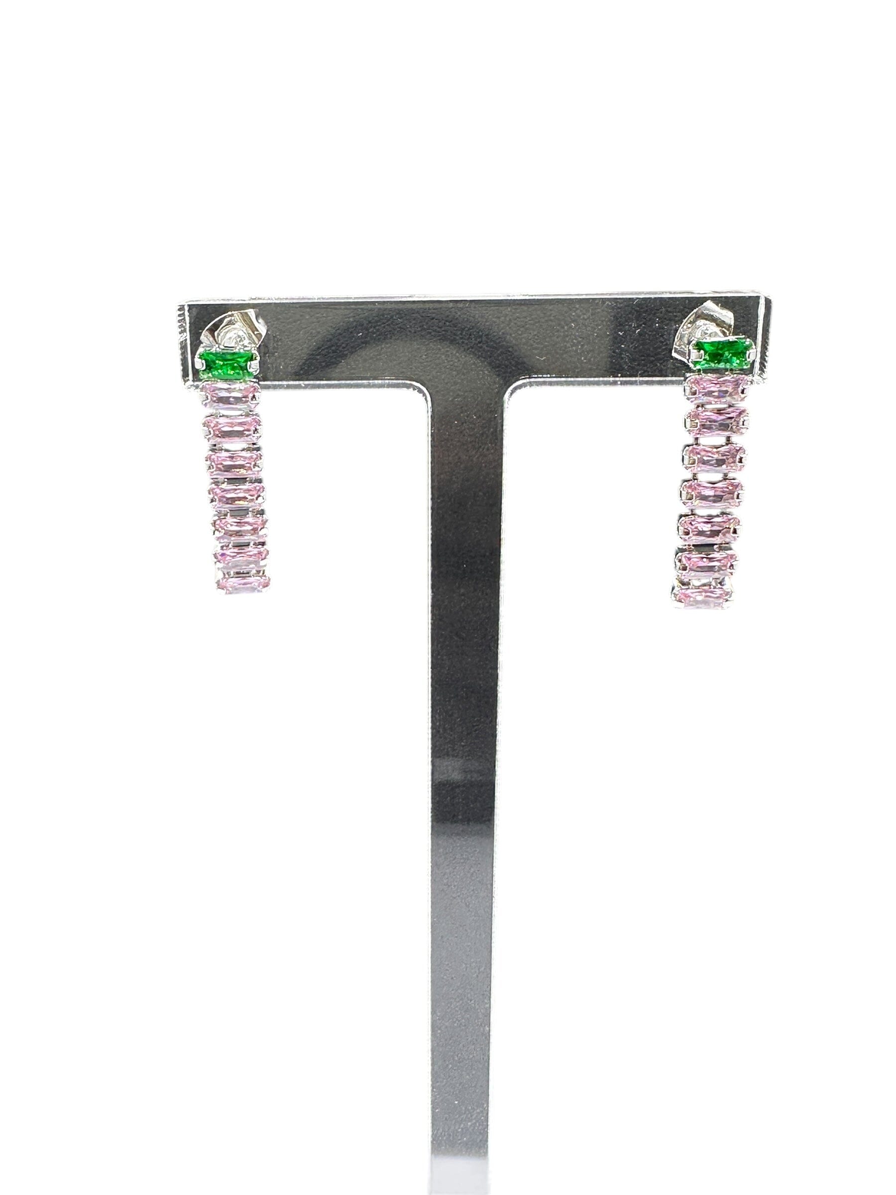 Nara Double Row Drop Earrings Earrings Trendzio Jewelry Pink