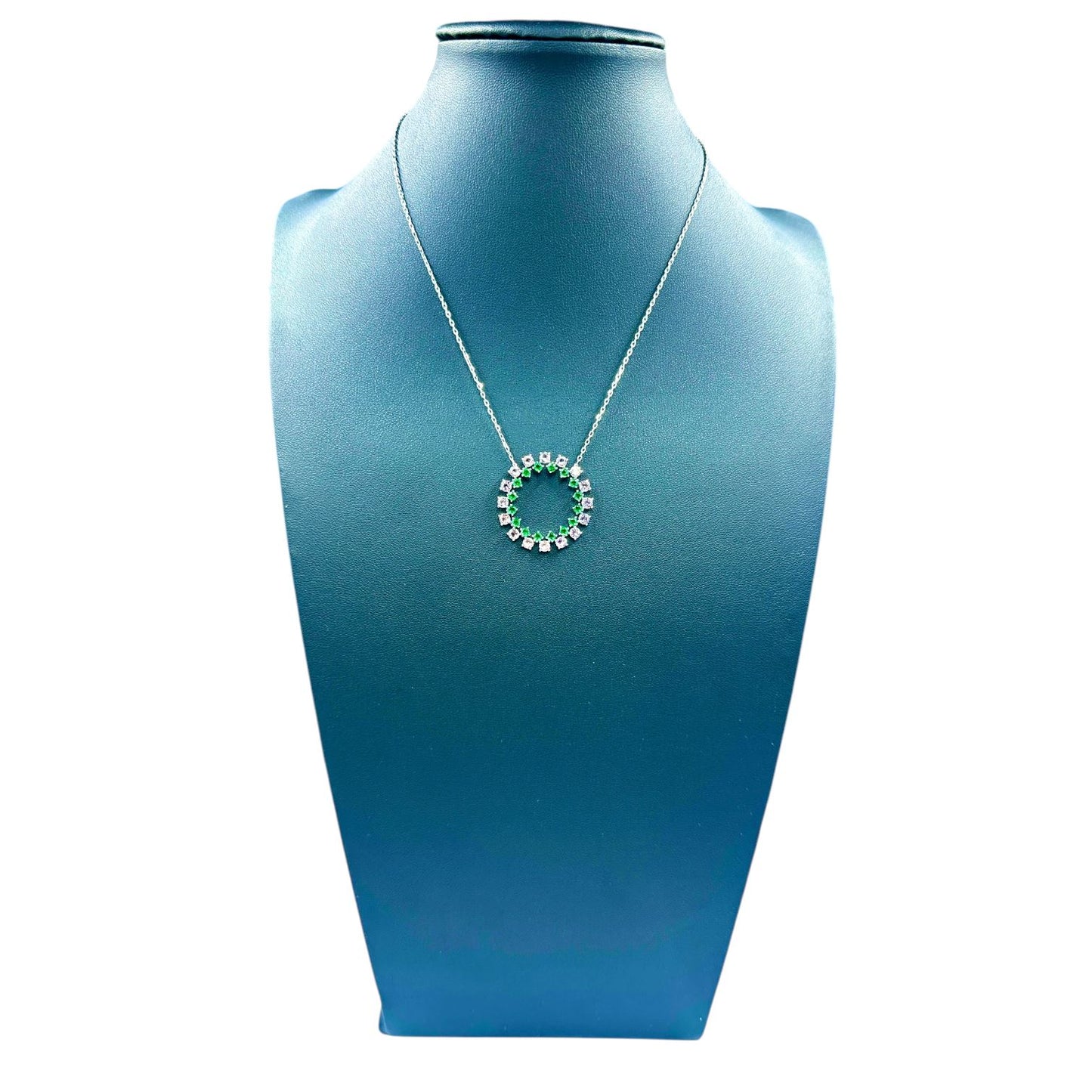 Pink and Green Circle CZ Diamond Necklace Necklaces Trendzio Jewelry