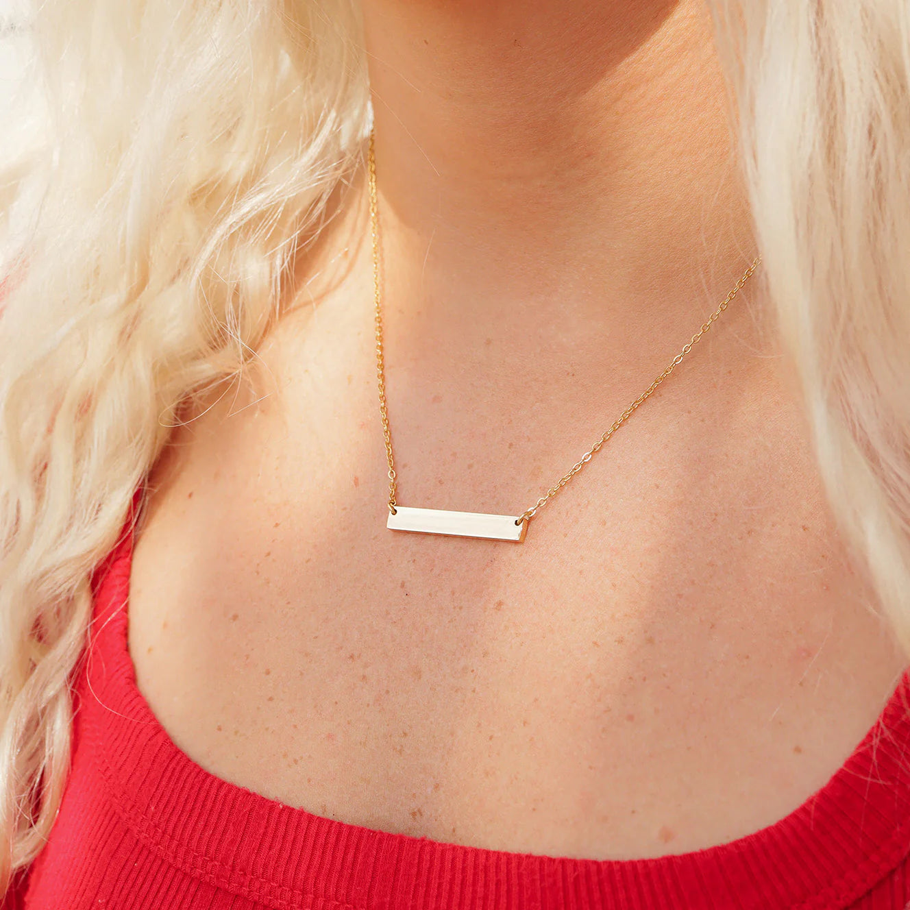 Celina Engraved Bar Pendant Necklace