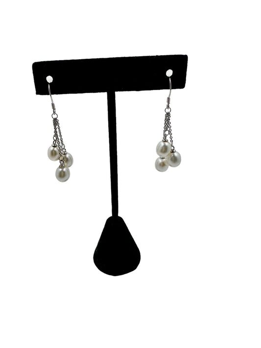 Sterling Silver 7mm Cultured Freshwater White Pearl Drop Earrings Necklaces Trendzio Jewelry
