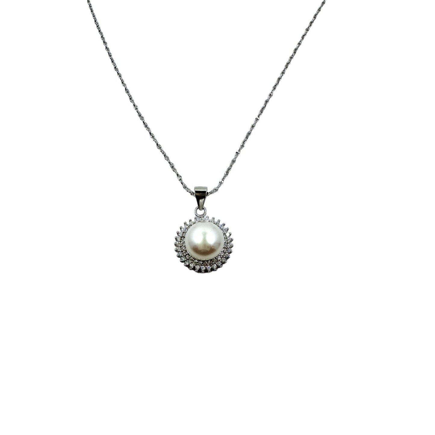 Sterling Silver Cultured Freshwater White Pearl Necklace Necklaces TRENDZIO