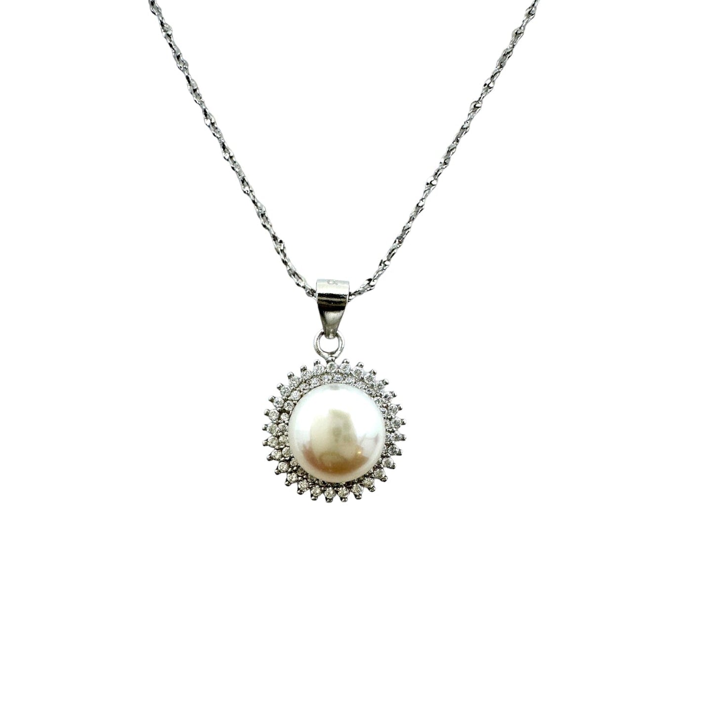 Sterling Silver Cultured Freshwater White Pearl Necklace Necklaces TRENDZIO