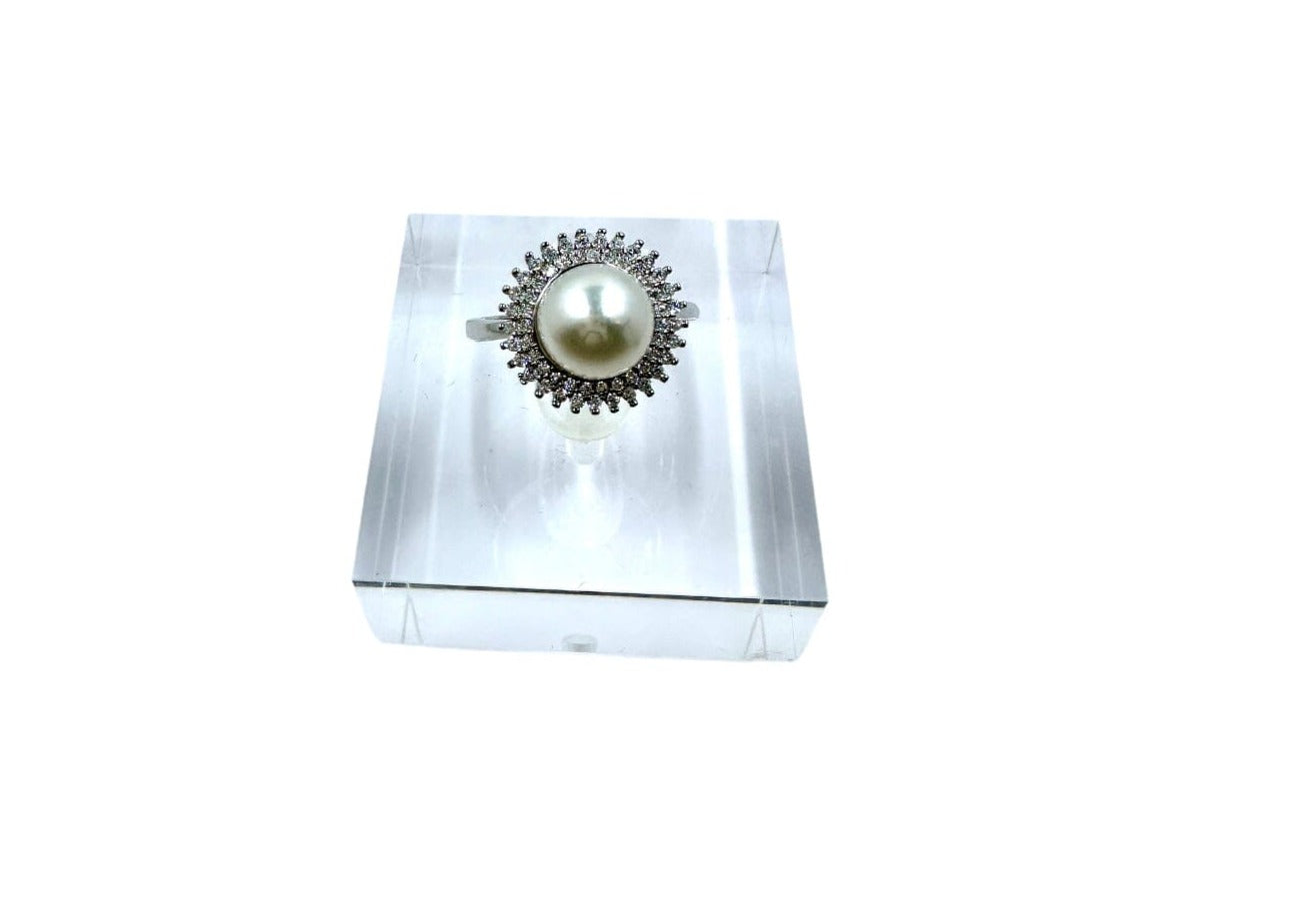 Sterling Silver Cultured Freshwater White Pearl Ring Rings Trendzio Jewelry