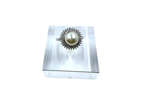 Sterling Silver Cultured Freshwater White Pearl Ring Rings Trendzio Jewelry