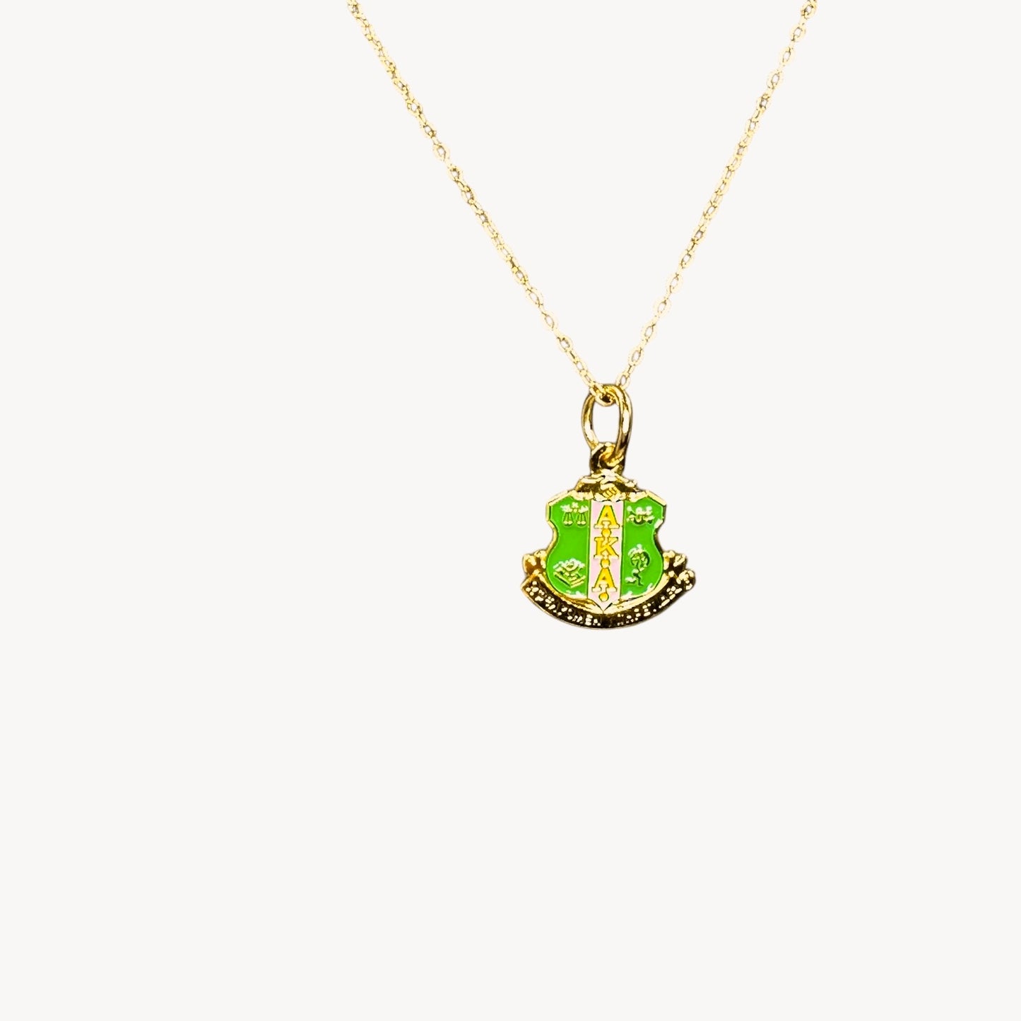 AKA Sorority Shield Pendant Necklace