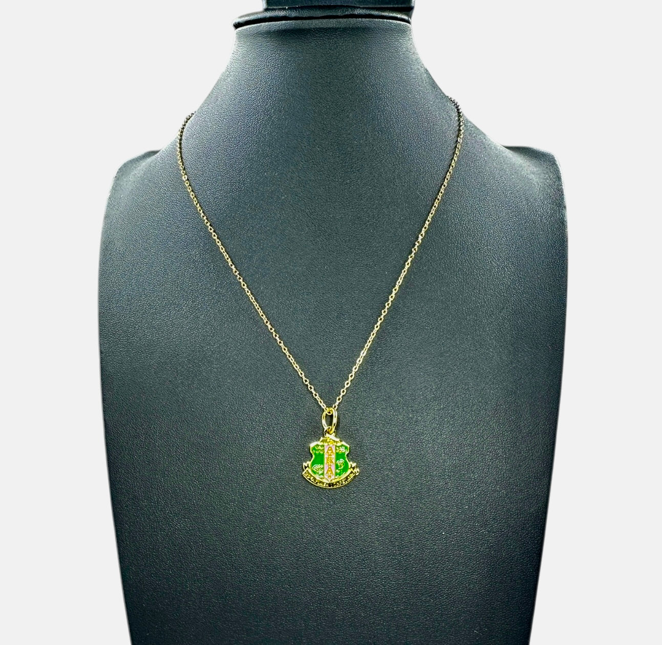 AKA Sorority Shield Pendant Necklace