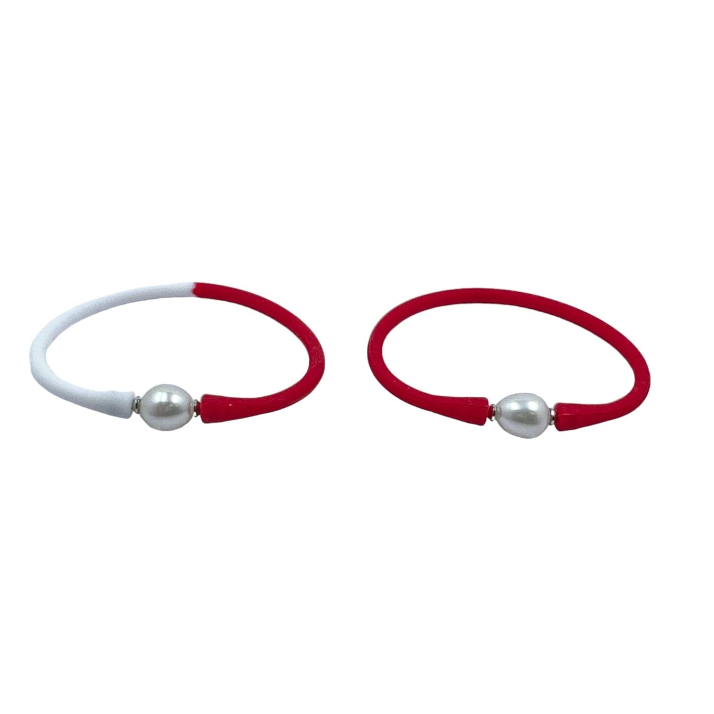 Elegant pearl-accented hair ties in red and white, perfect for adding a chic touch to any hairstyle. Trendy and durable for all-day wear. #FashionAccessories #HairTies #PearlDetail #StyleUpdate