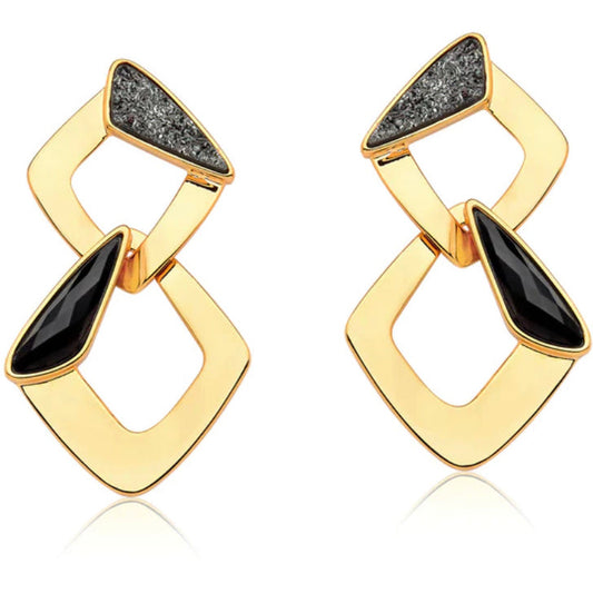 Camila Black Obsidian Druse Gold Earrings Earrings Trendzio