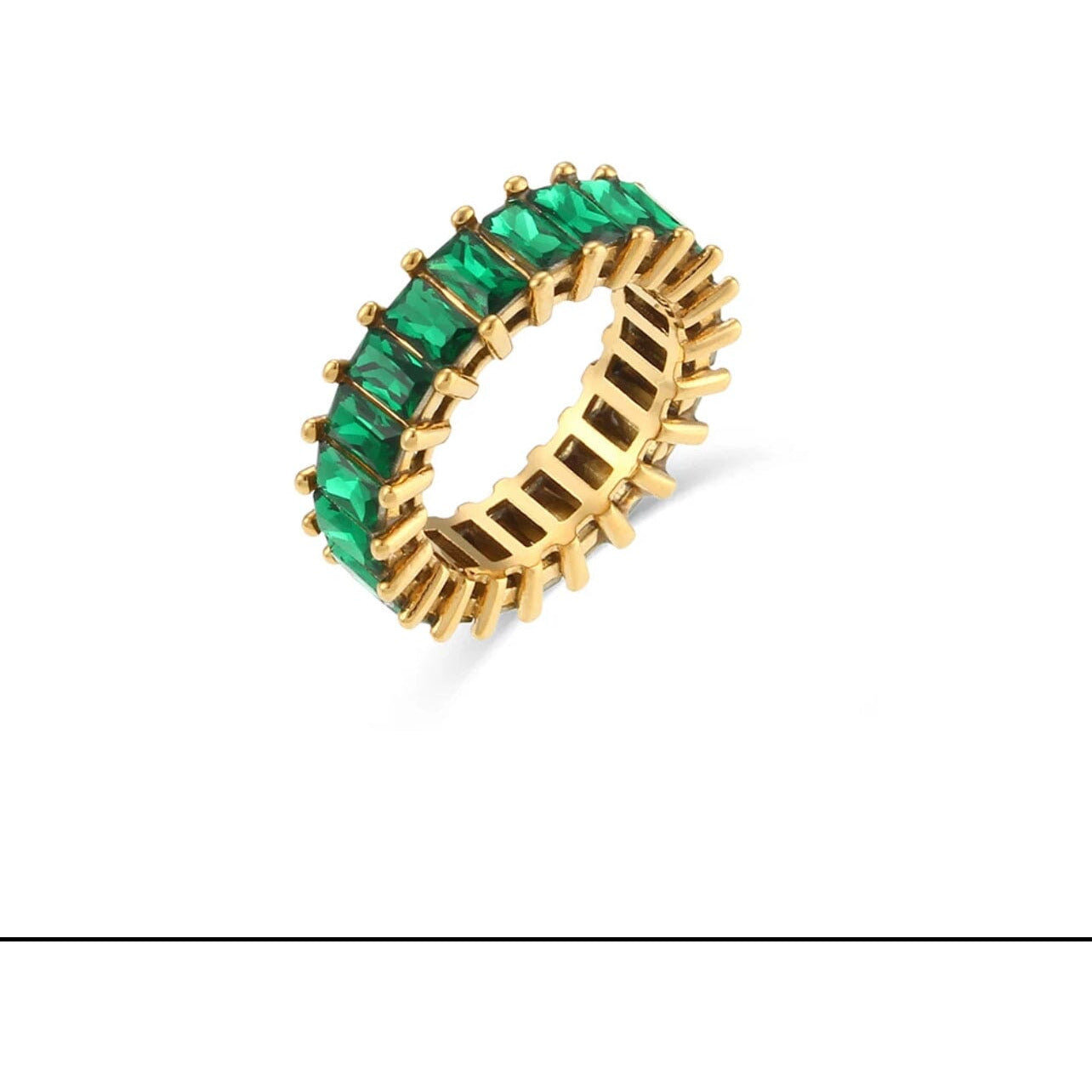 Analu Gold CZ Eternity Ring Rings TRENDZIO Green 6