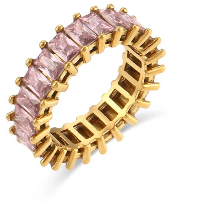 Analu Gold CZ Eternity Ring Rings TRENDZIO Pink 6