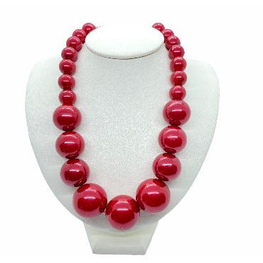 Beautiful Graduated Bead Choker Statement Necklace necklace Trendzio Red