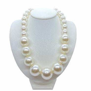 Beautiful Graduated Bead Choker Statement Necklace necklace Trendzio White
