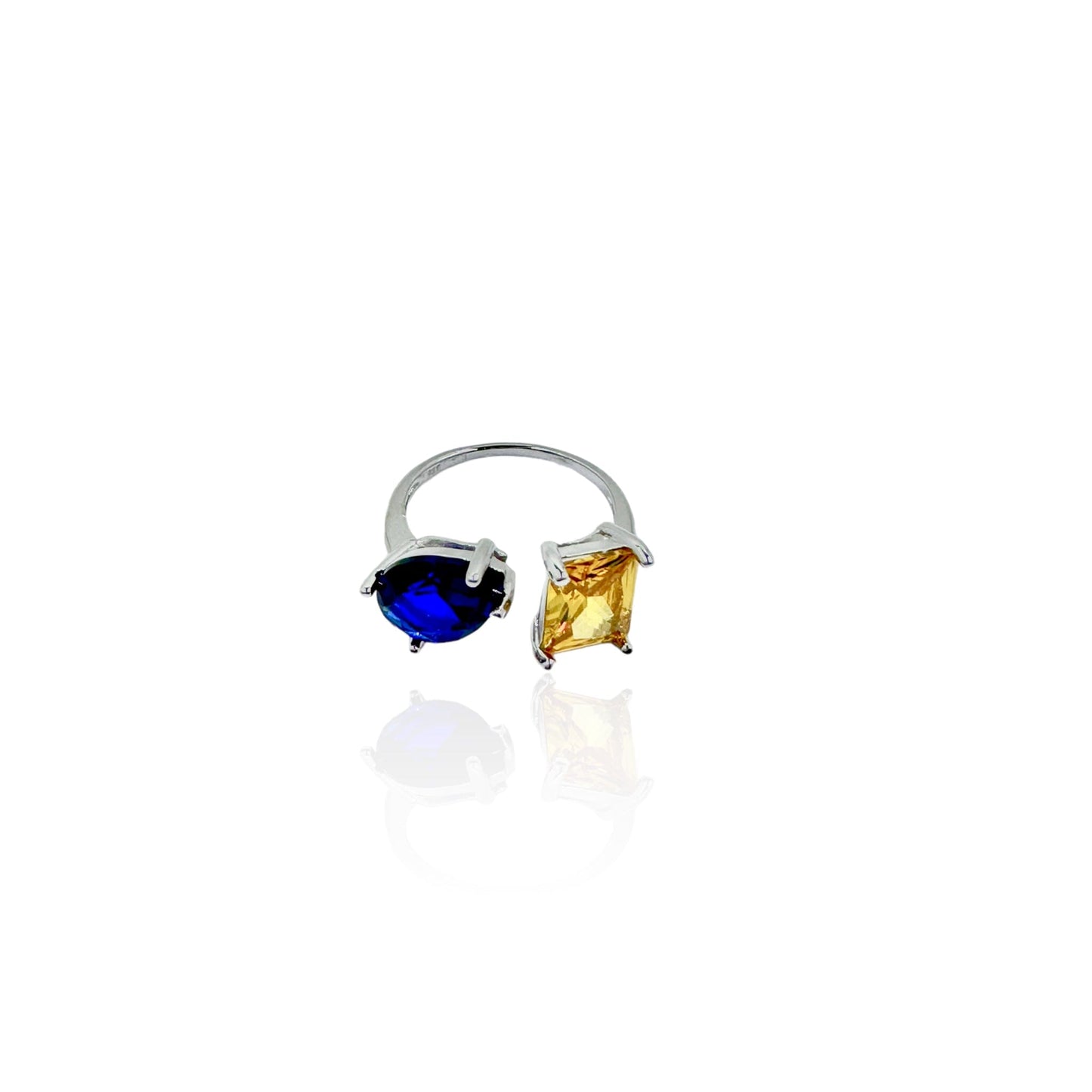Blue and Yellow Double Stone Ring Rings Trendzio 5
