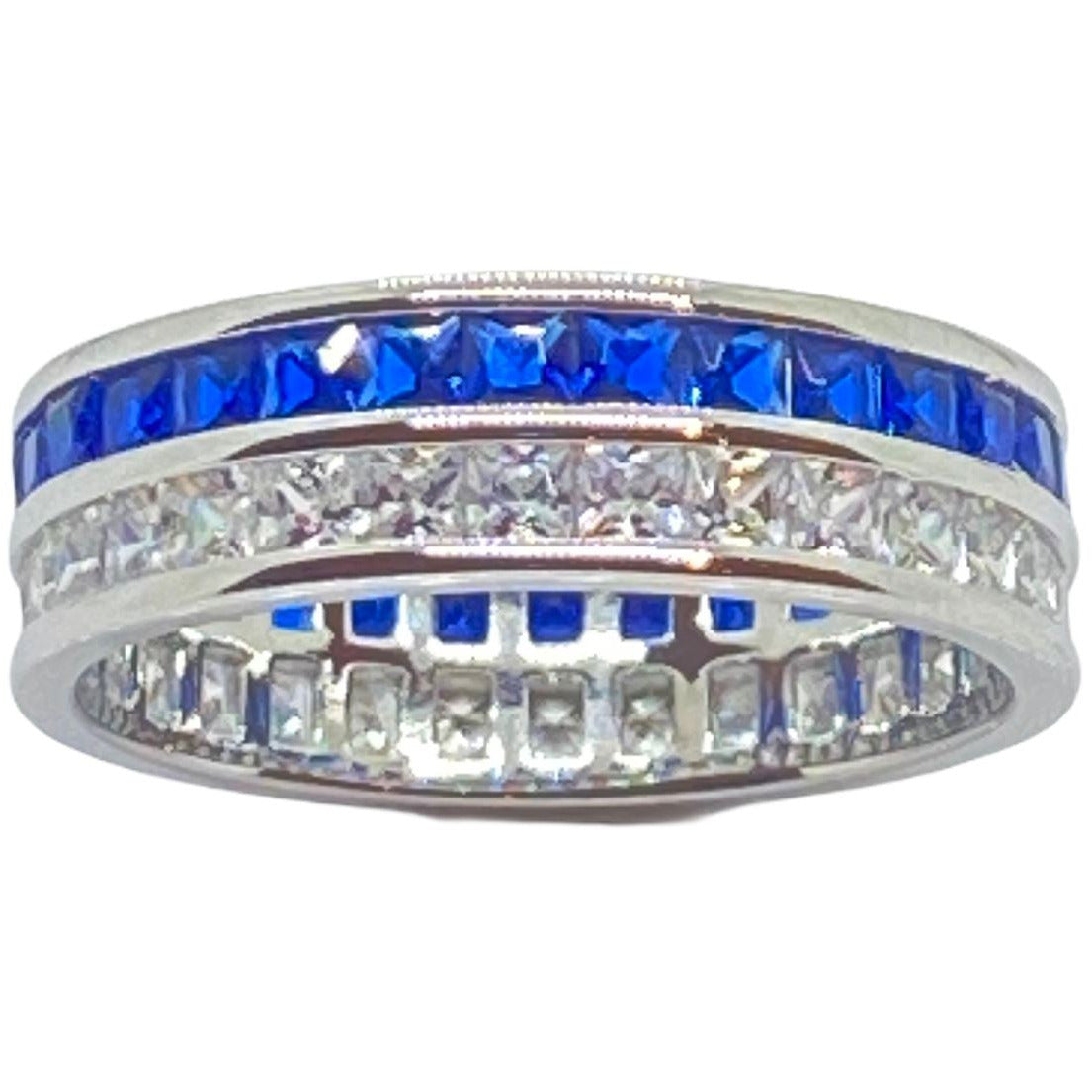 Blue Sapphire and White CZ Eternity Ring Rings TRENDZIO 5